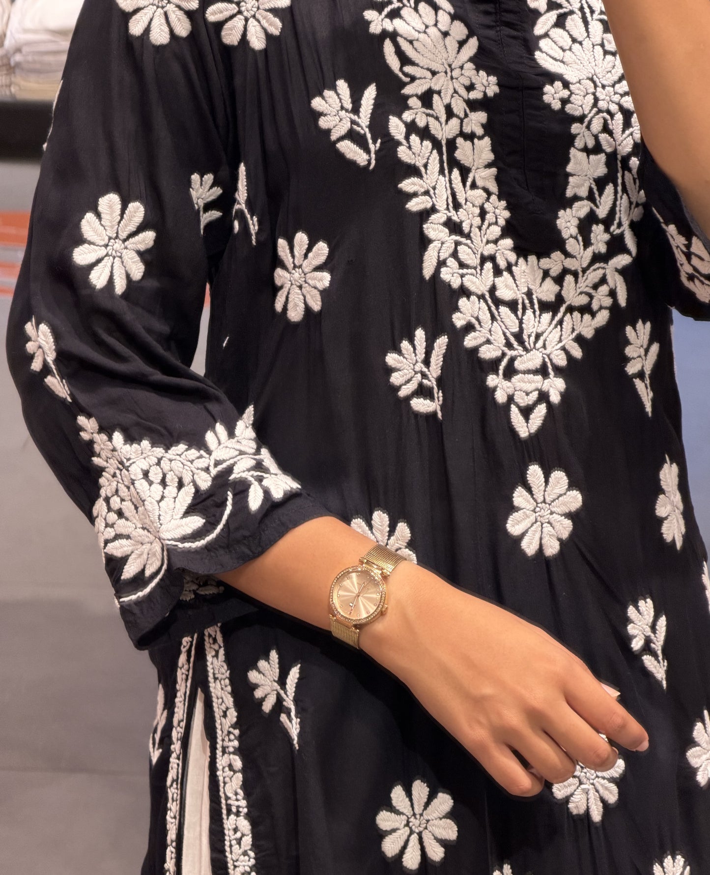 Black Chikankari Modal-Silk Co-ord Set