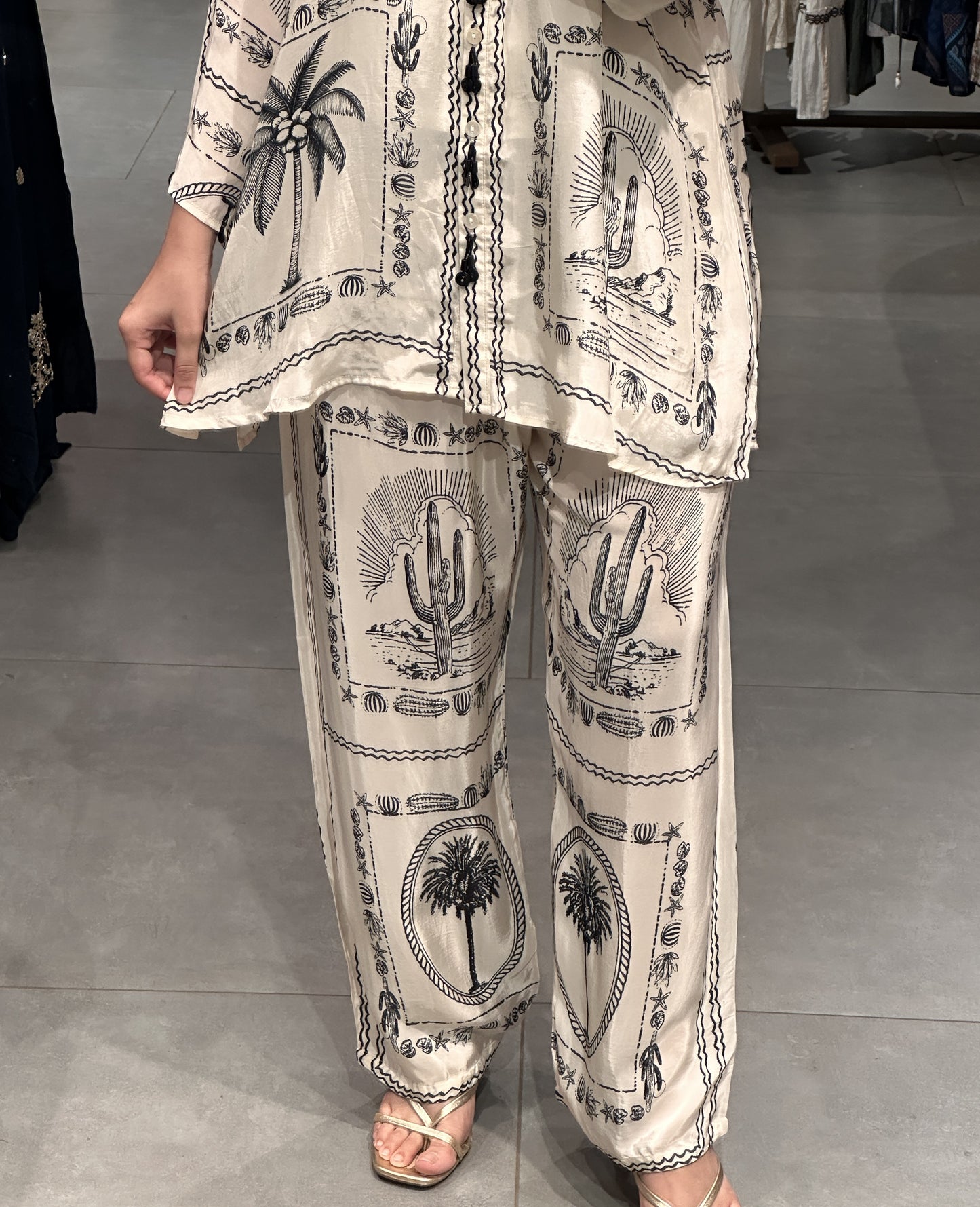 Ivory Desert-Print Crape Silk Co-ord Set