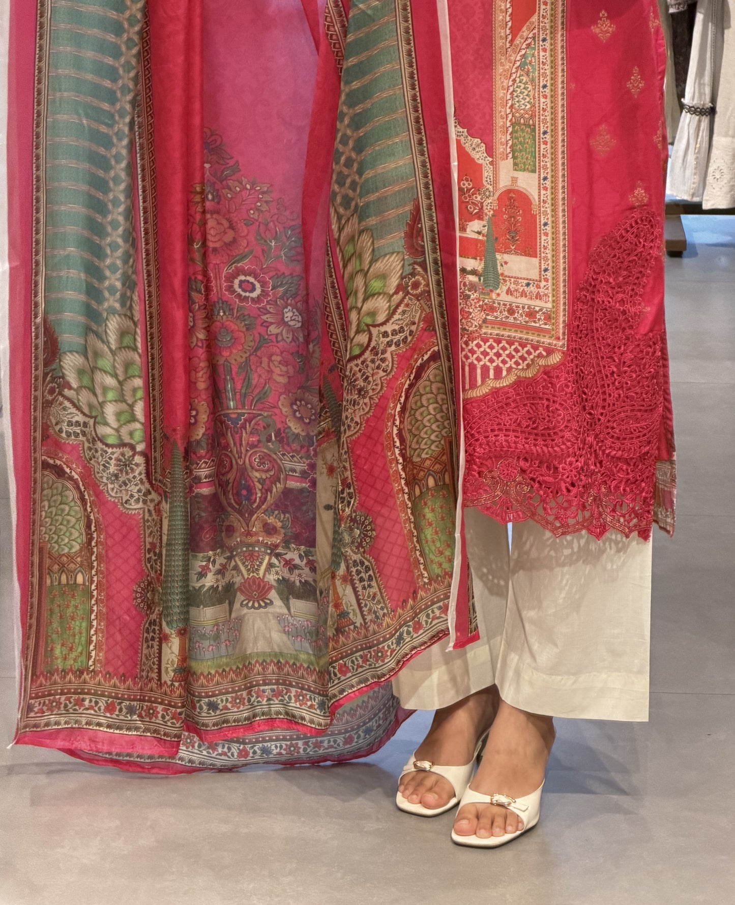 Rani Pink Grape-Silk Suit with Pure-Silk Dupatta