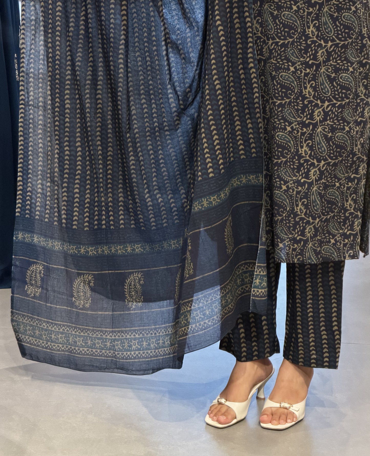 Forest-Green Block-Print Cotton Kurta Set