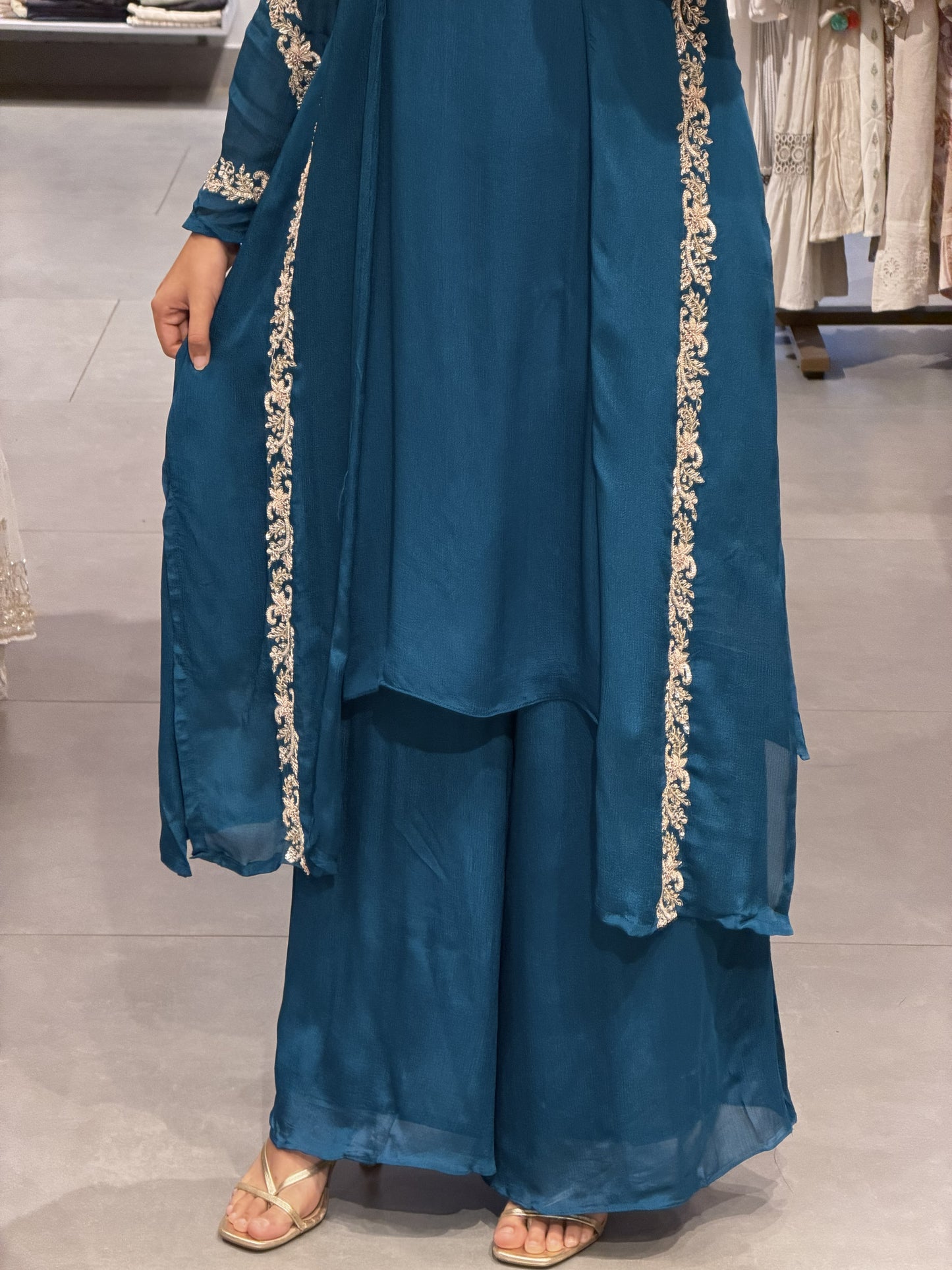 Luxury Chinnon Silk Layered Party Wear Set