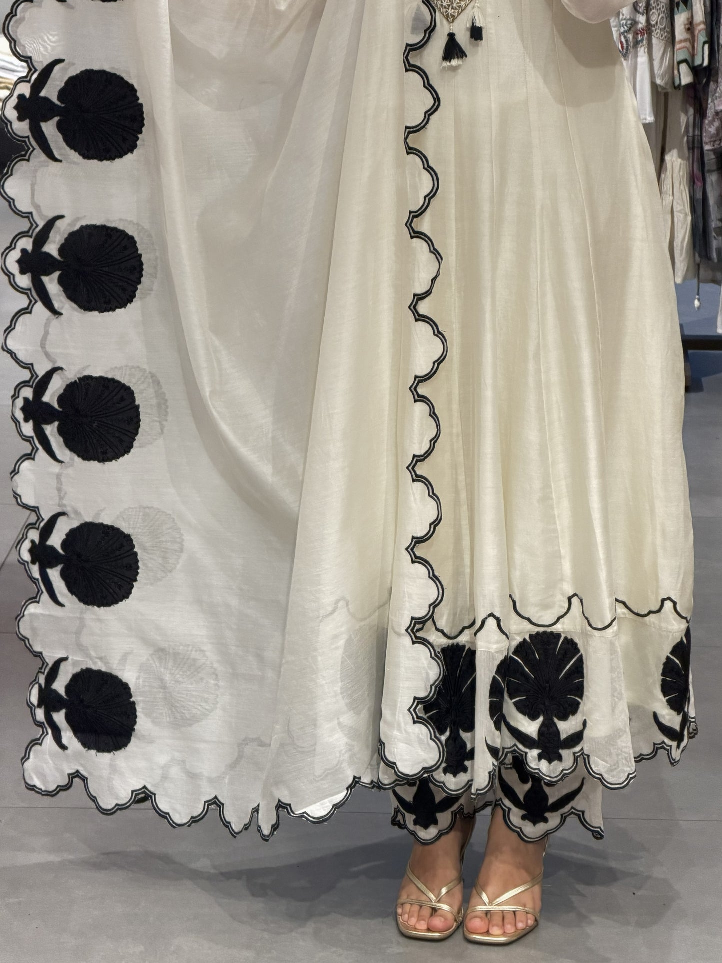 Premium White Chanderi Silk Suit Set