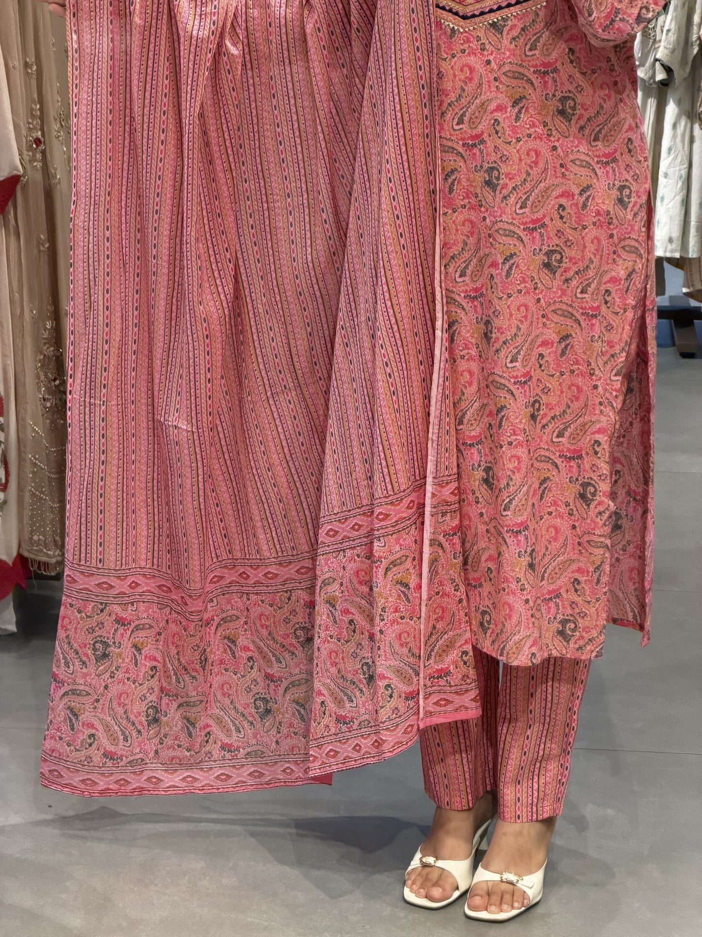 Pink Paisley Cotton Suit Set