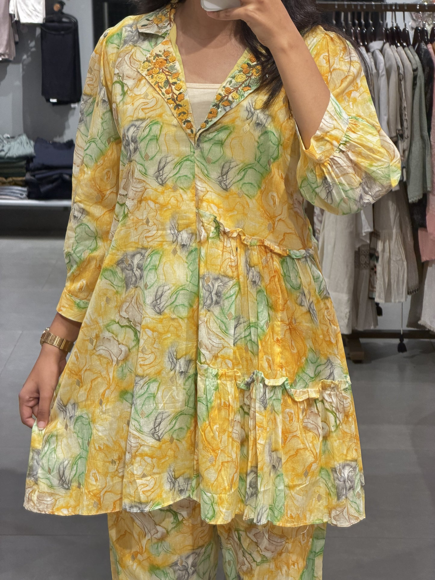 Yellow Floral Mul Cotton Co-ord Set