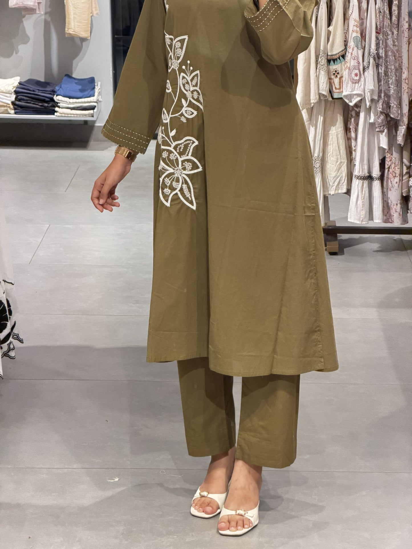 Olive Green Cotton Co-ord Set