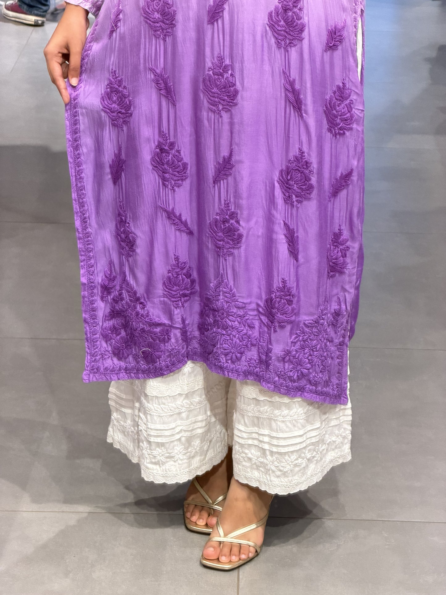Lavender Ombre Chikankari Kurti