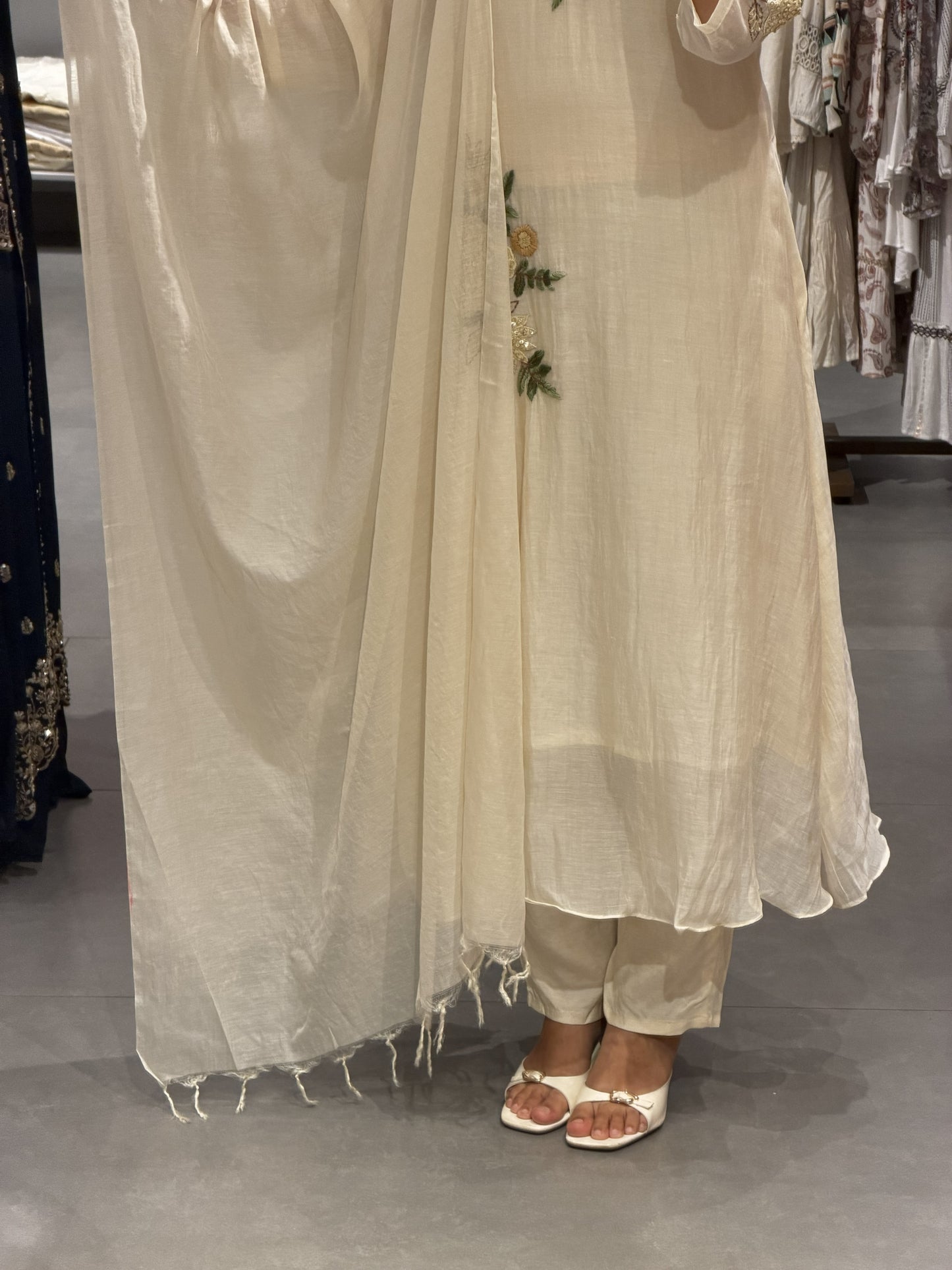 Elegant Floral Chanderi Silk Suit Set