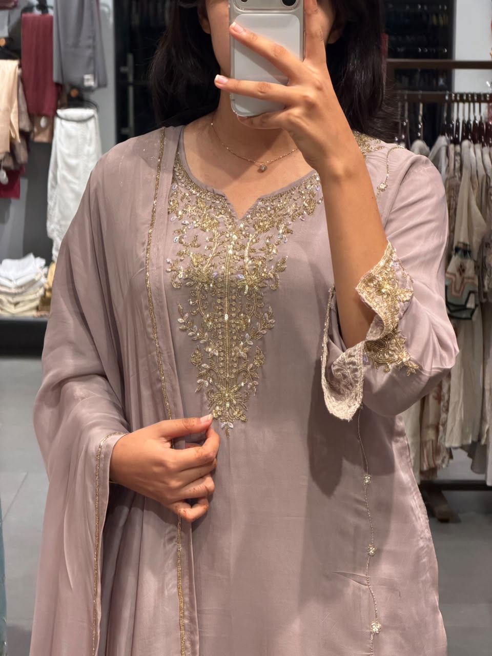 Pastel Embroidered Organza Suit Set