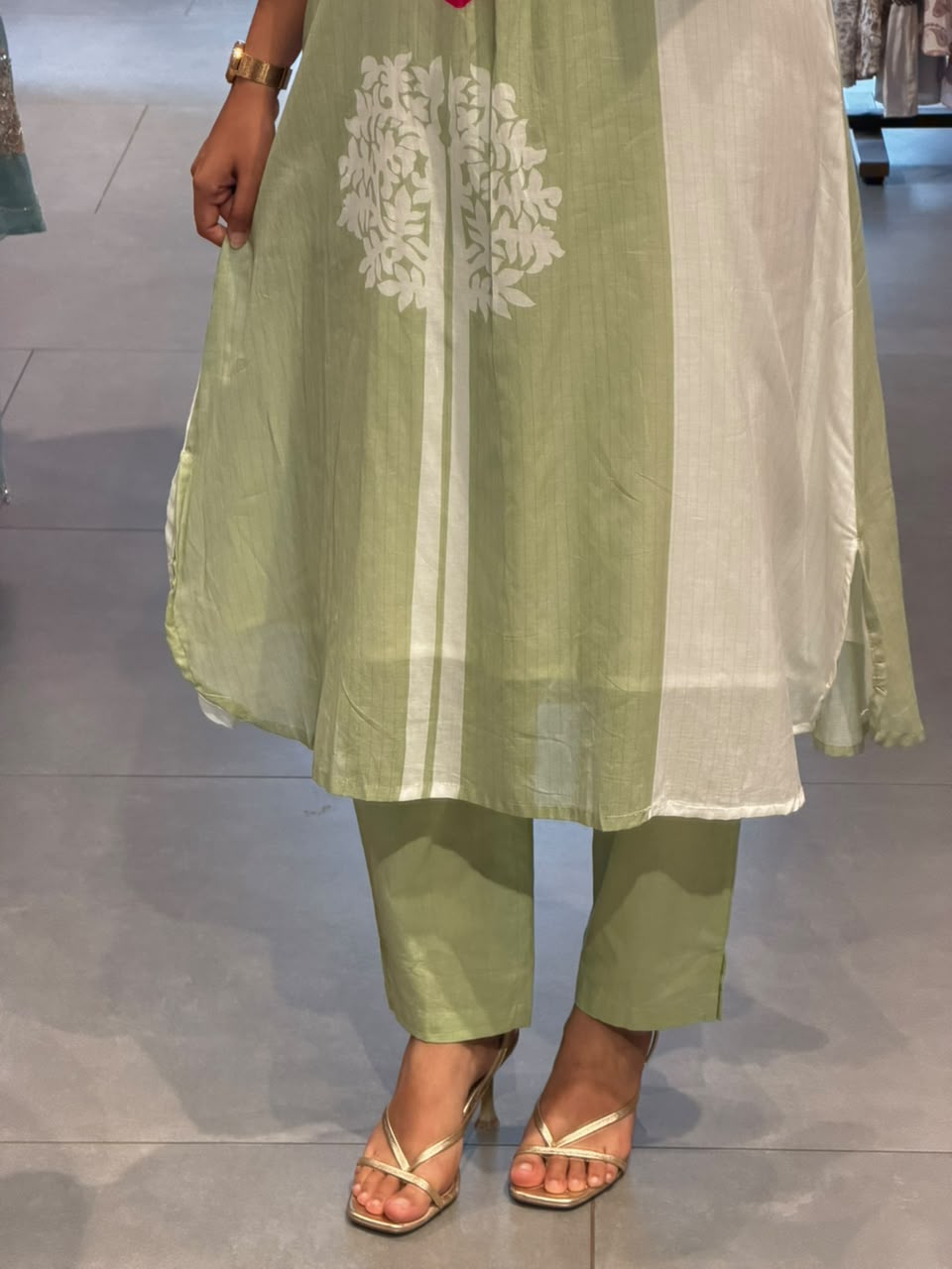 Casual pastel green mul Cotton coord set