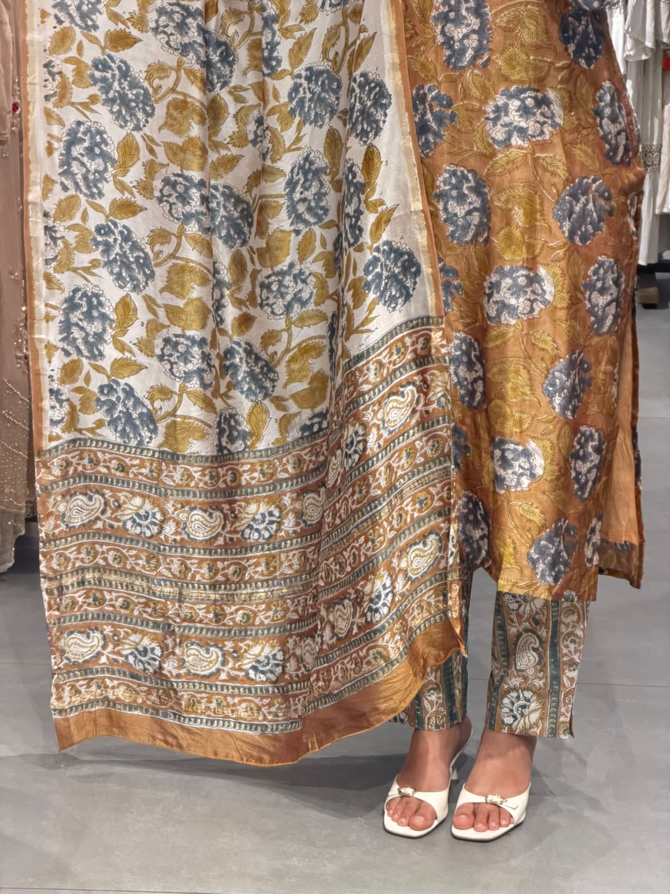 Mustard Yellow Printed Chanderi Silk