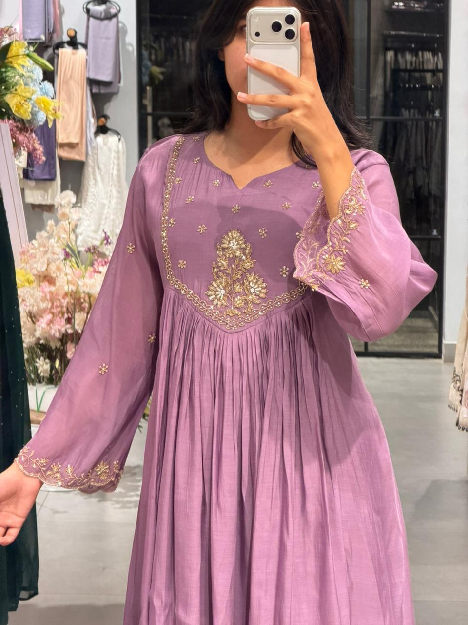 Lavender Grace Mul Chanderi Silk