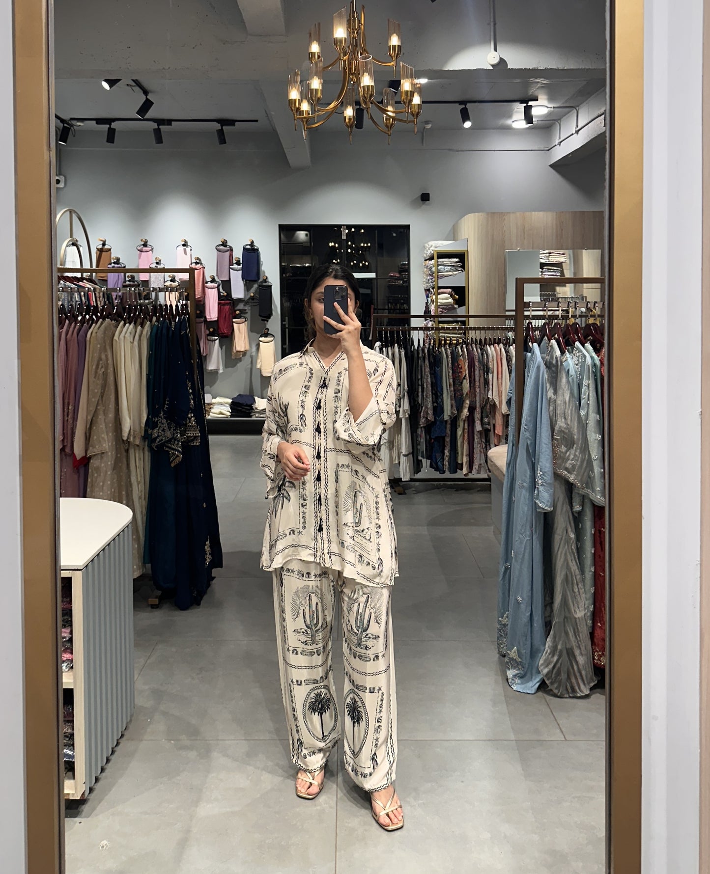 Ivory Desert-Print Crape Silk Co-ord Set
