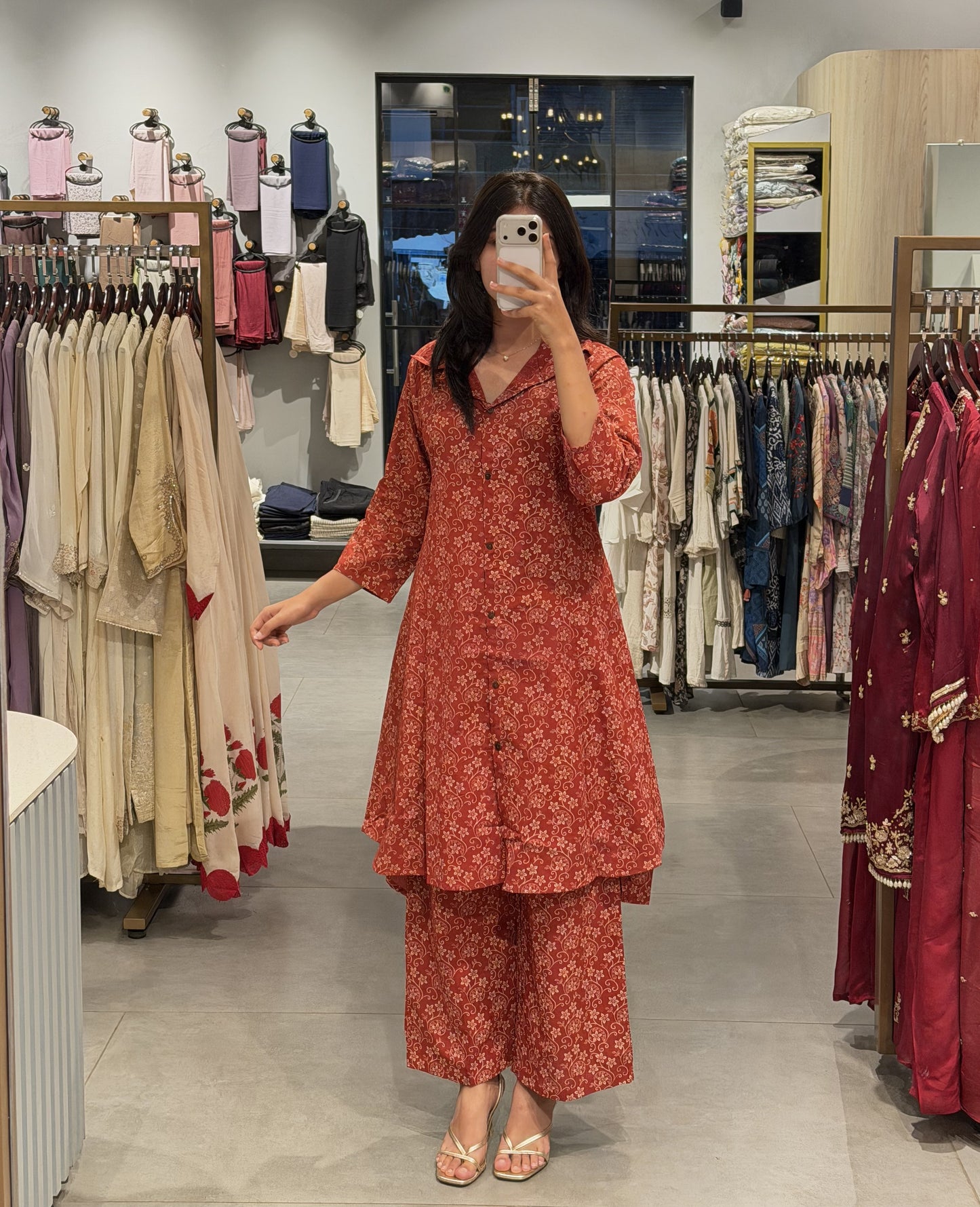 Rust Bloom Cotton Co-ord Set