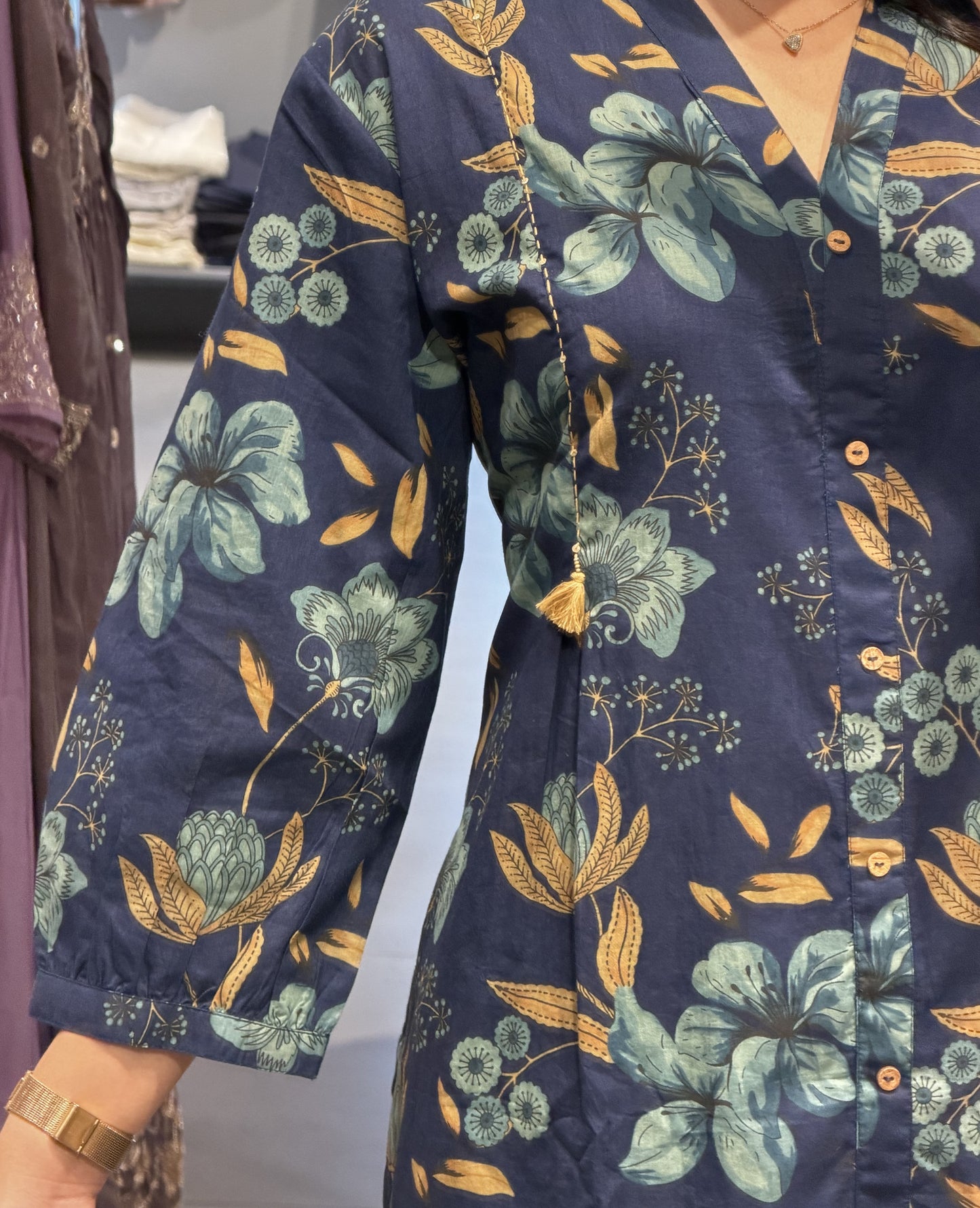 Navy Botanical Cotton Co-ord Set