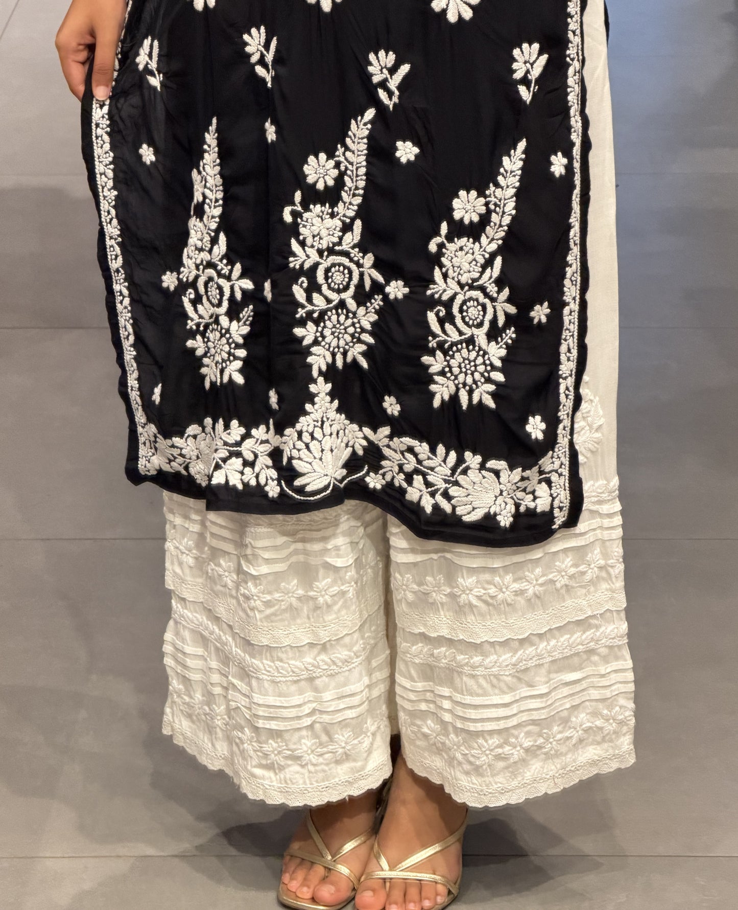 Black Chikankari Modal-Silk Co-ord Set