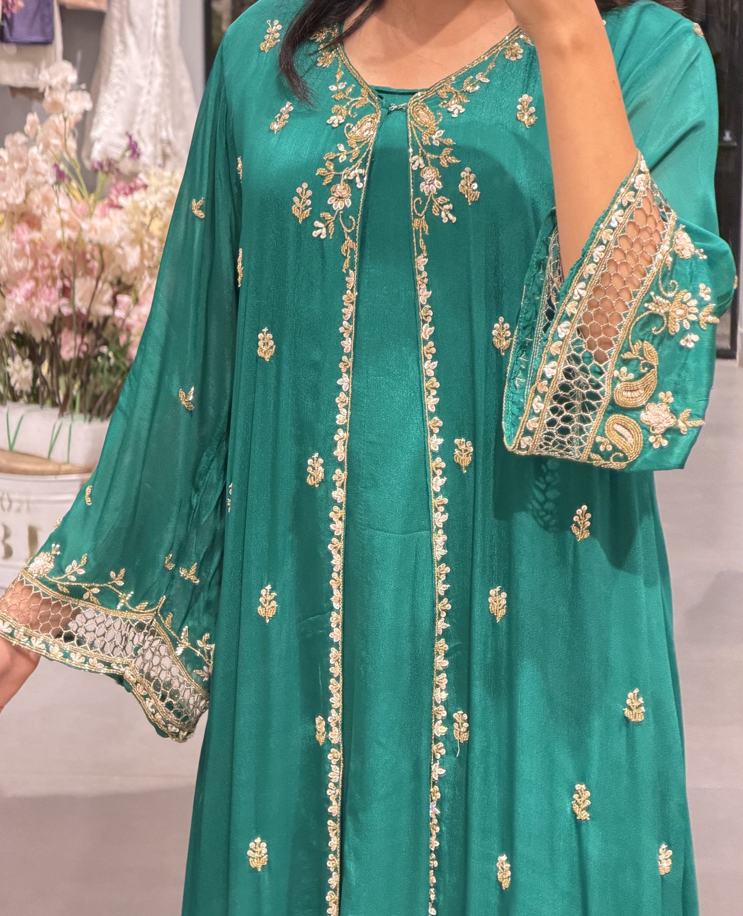 Jewel-Tone Organza Anarkali