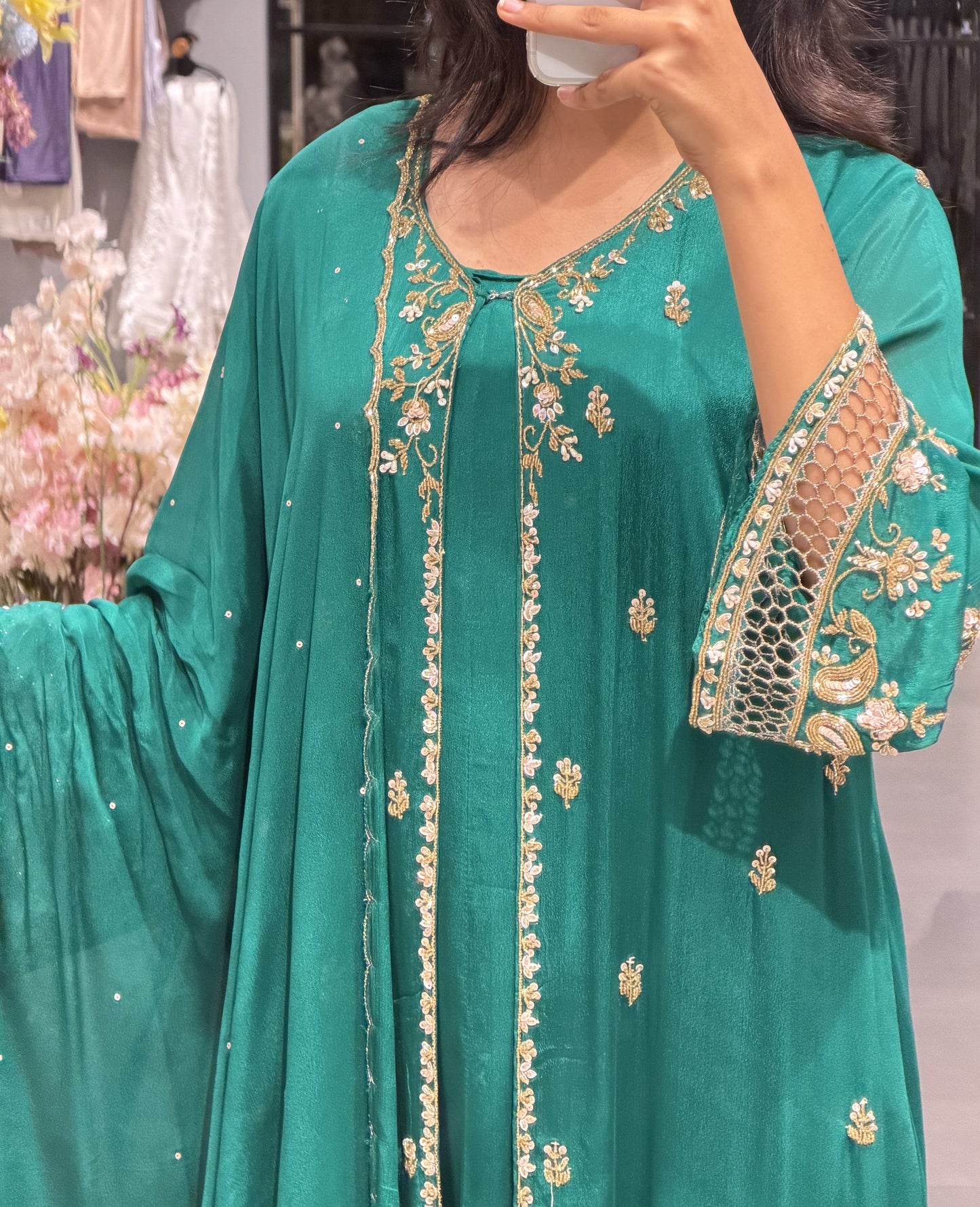Jewel-Tone Organza Anarkali
