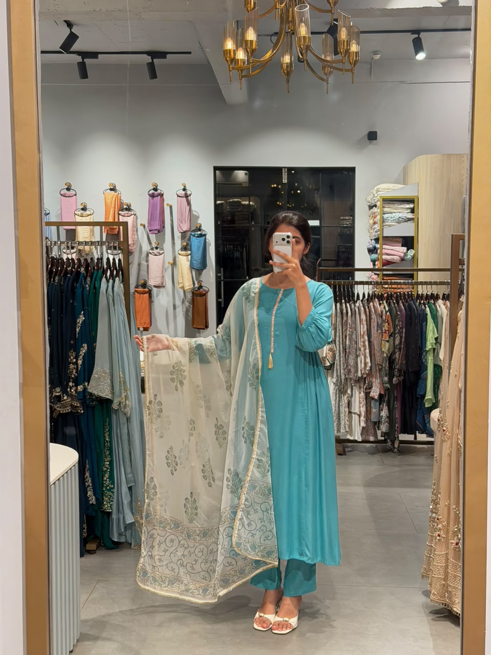 AQUA BLUE MUSLIN SUIT SET