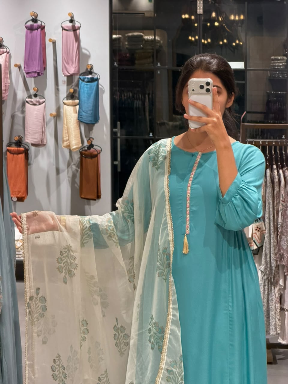 AQUA BLUE MUSLIN SUIT SET