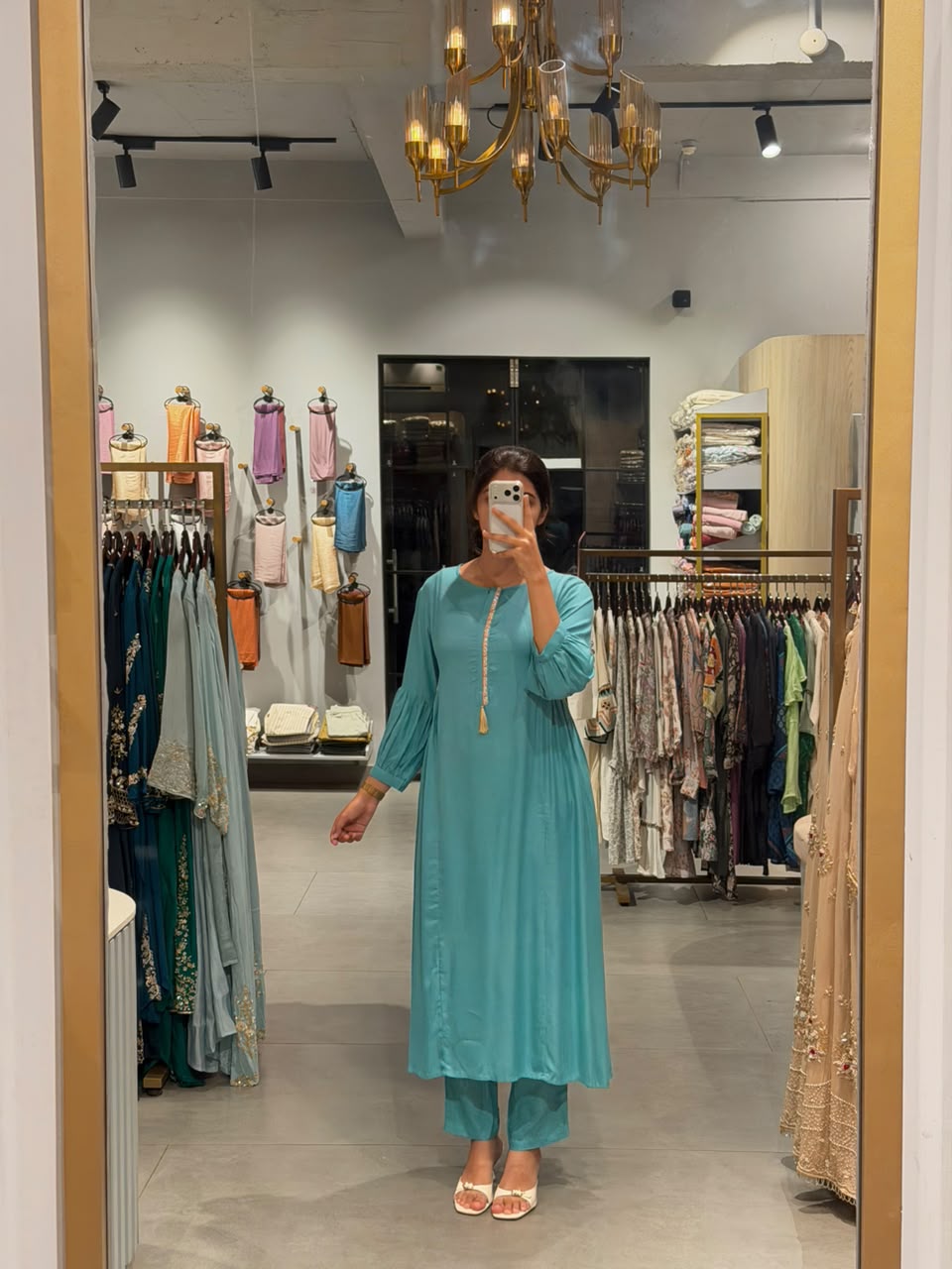 AQUA BLUE MUSLIN SUIT SET