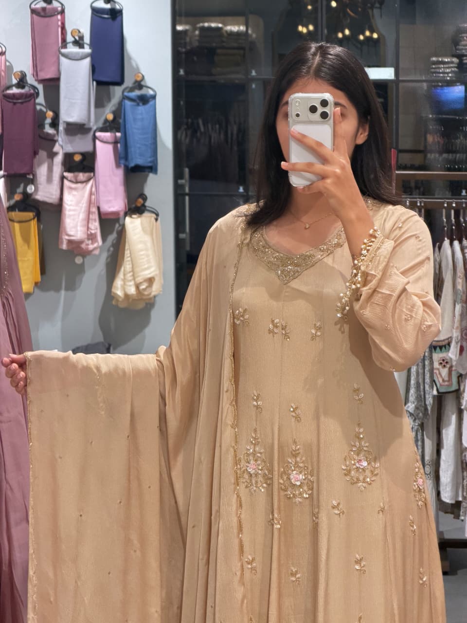 GOLDEN Chinnon Silk handwork partywear