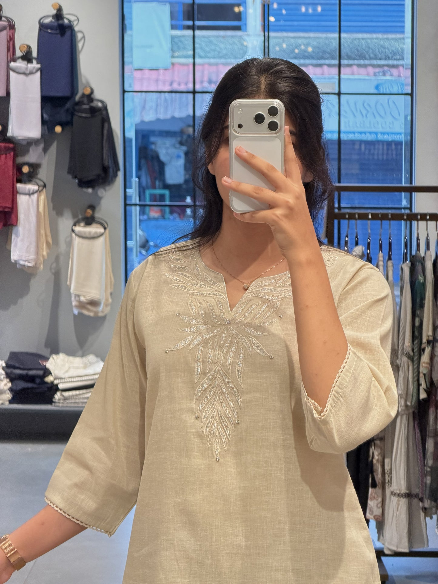 Elegant Ivory Linen Semi-Party Wear Suit Set