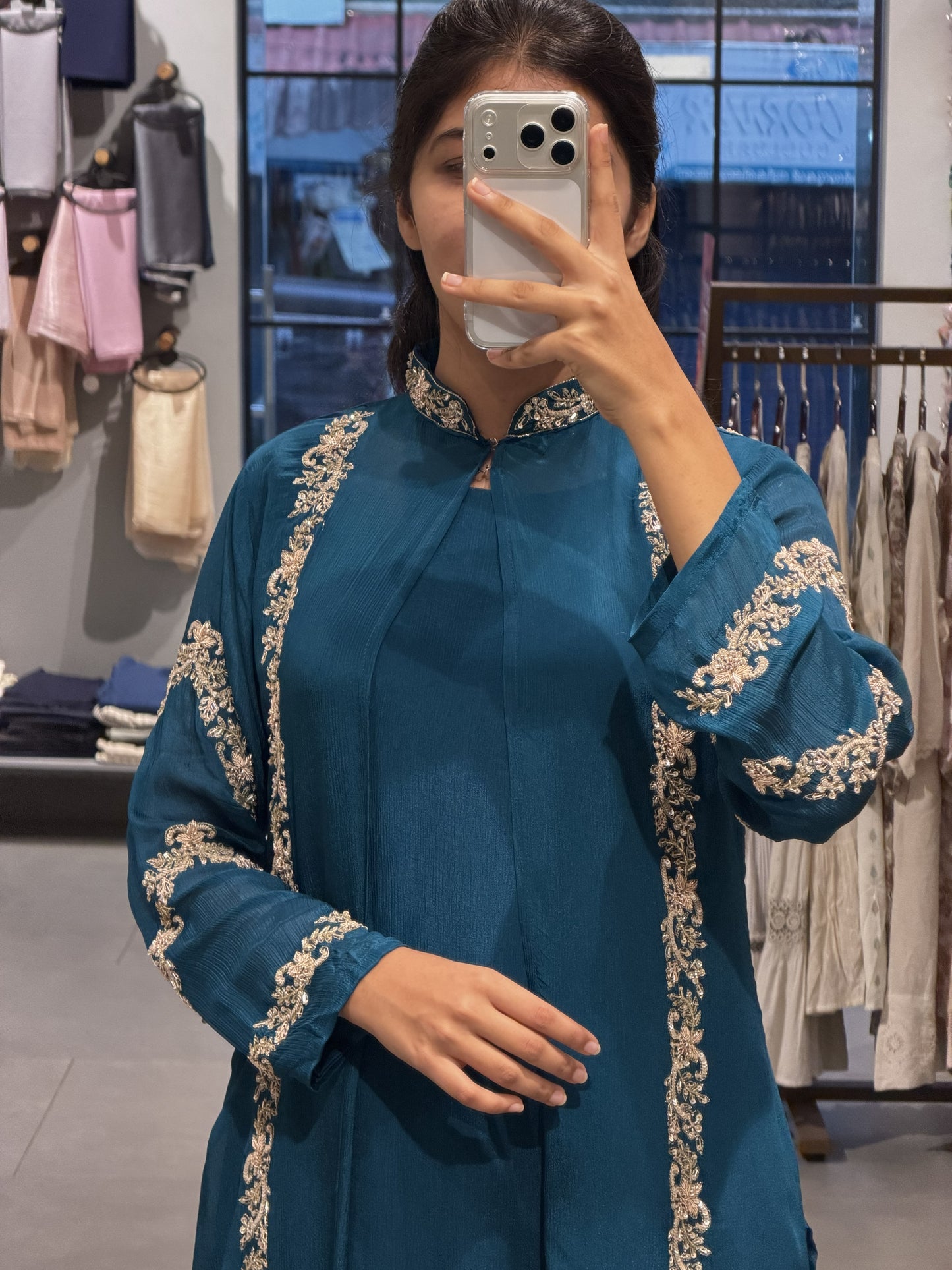 Luxury Chinnon Silk Layered Party Wear Set