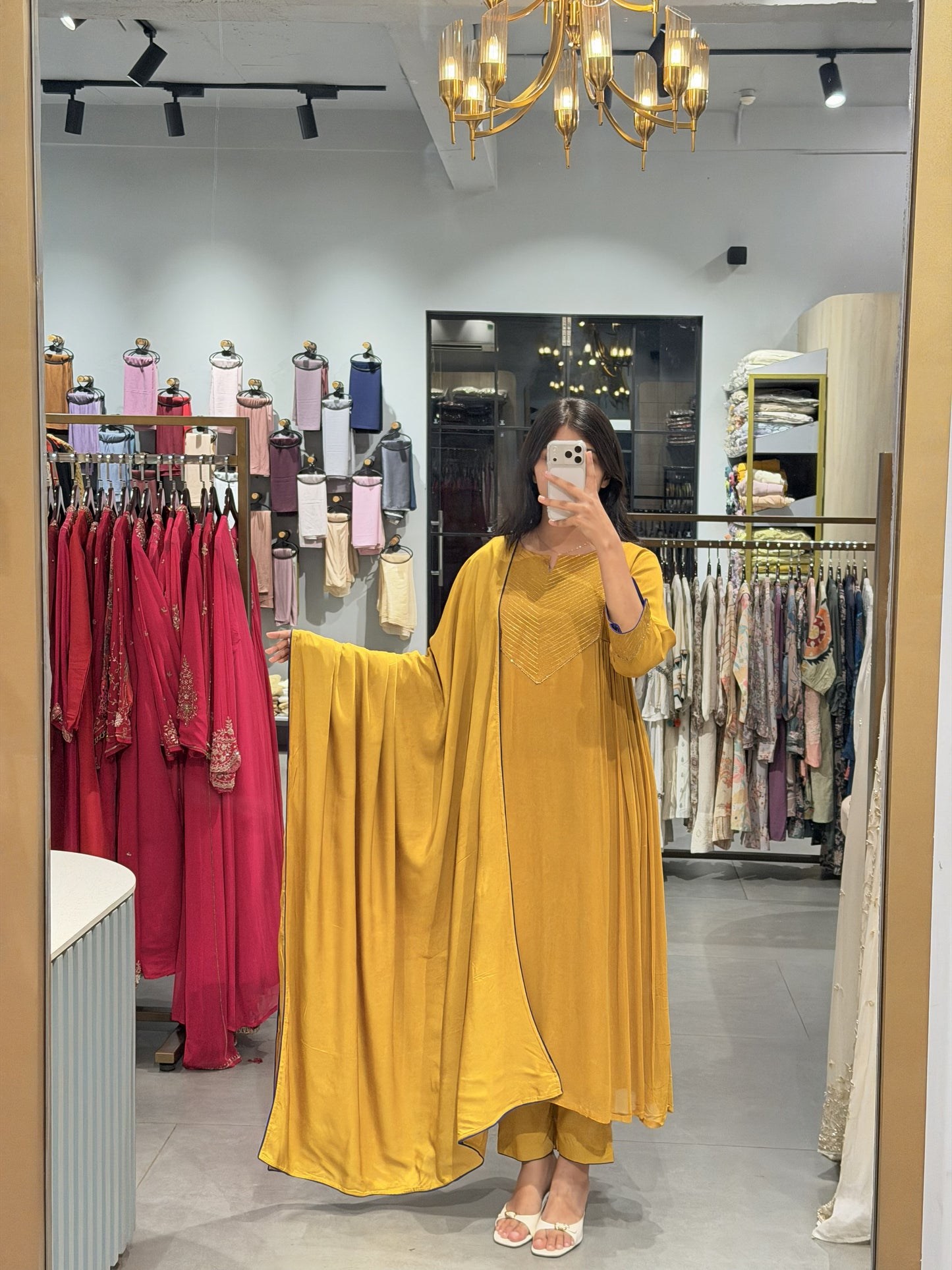 Mustard Yellow Georgette Semi-Party Wear Suit Set