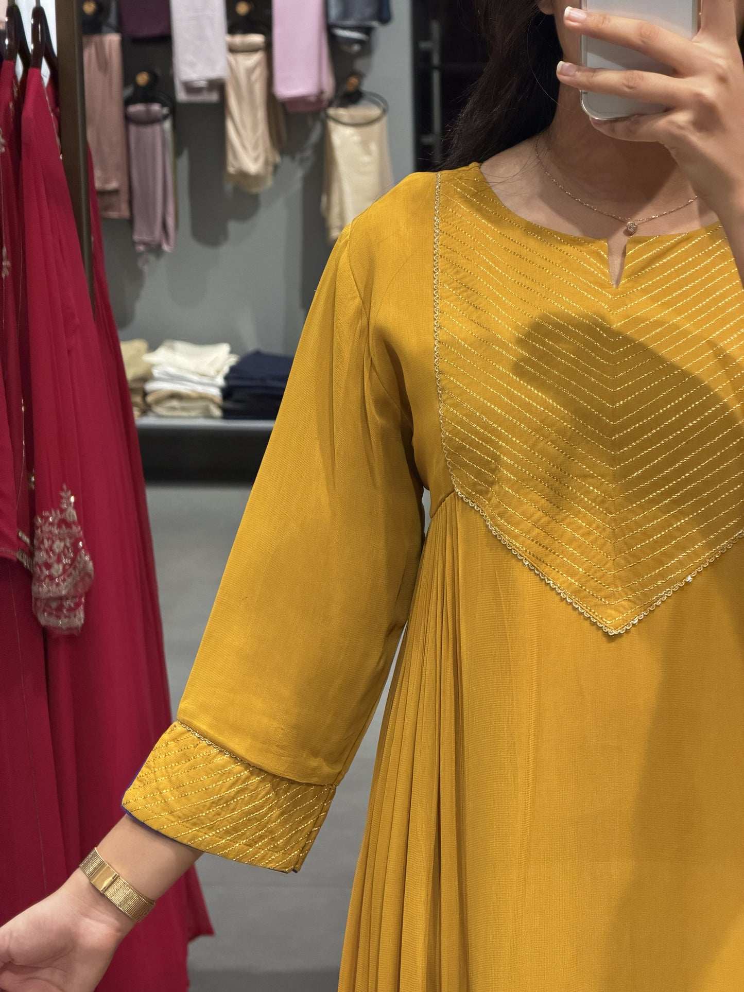 Mustard Yellow Georgette Semi-Party Wear Suit Set