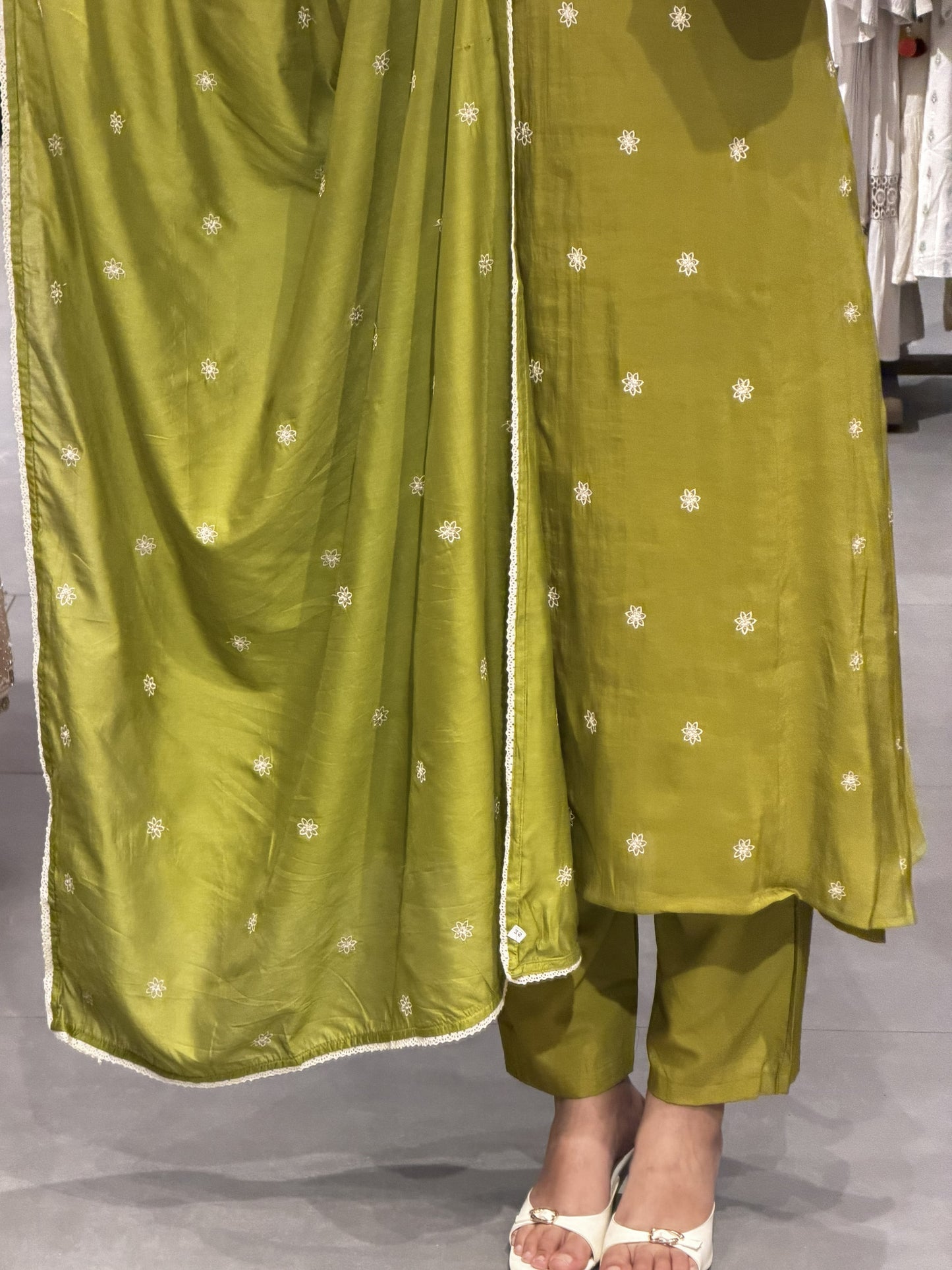 Festive Chanderi Semi Party Wear Suit Set