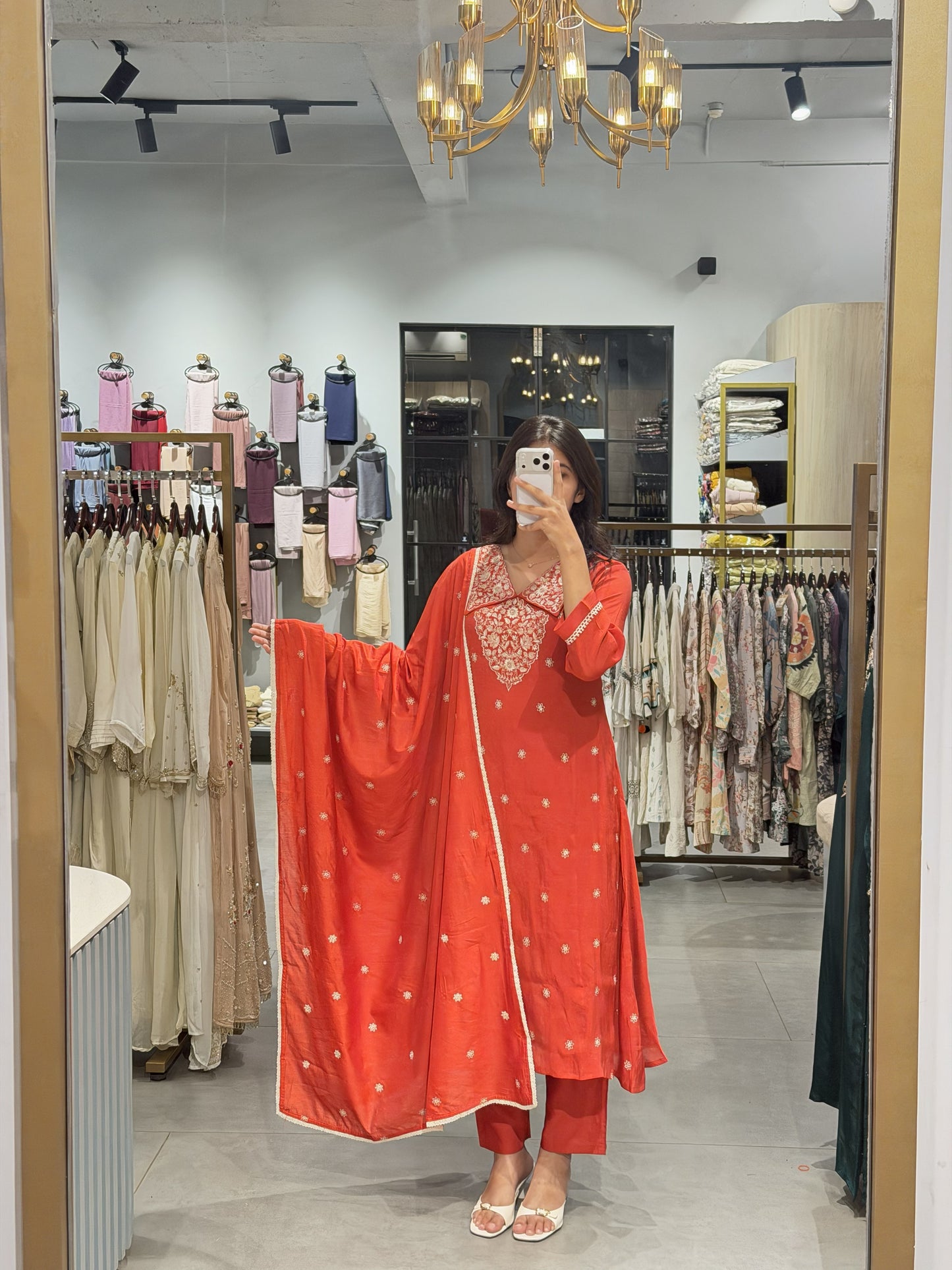 Festive Chanderi Semi Party Wear Suit Set
