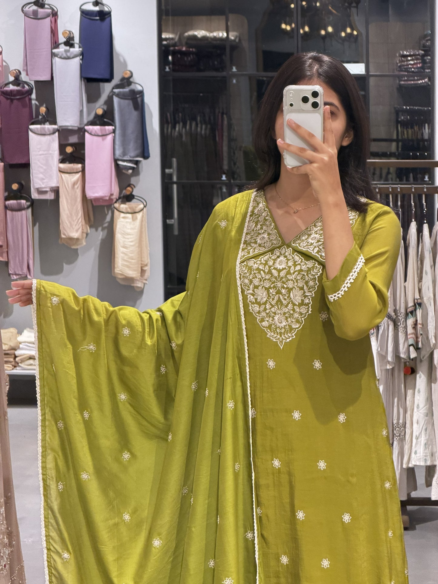 Festive Chanderi Semi Party Wear Suit Set