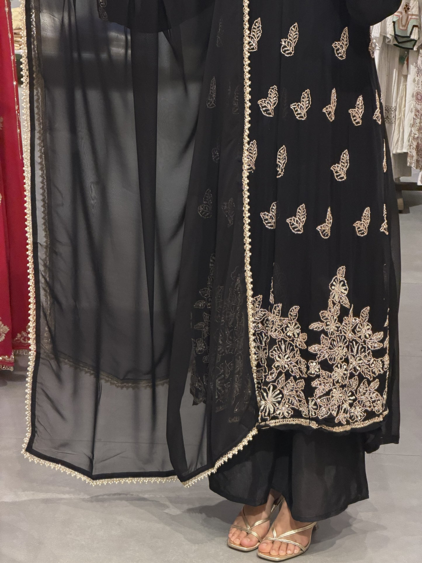 Embellished Chiffon Party Wear Suit Set
