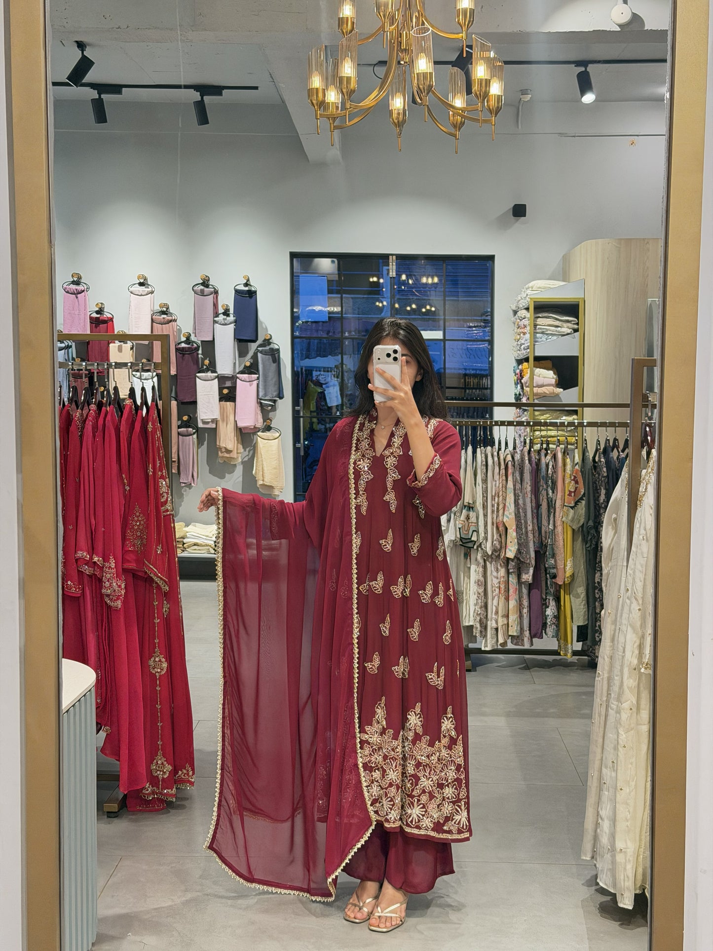 Embellished Chiffon Party Wear Suit Set