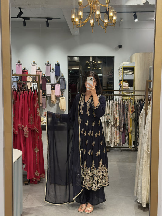 Embellished Chiffon Party Wear Suit Set