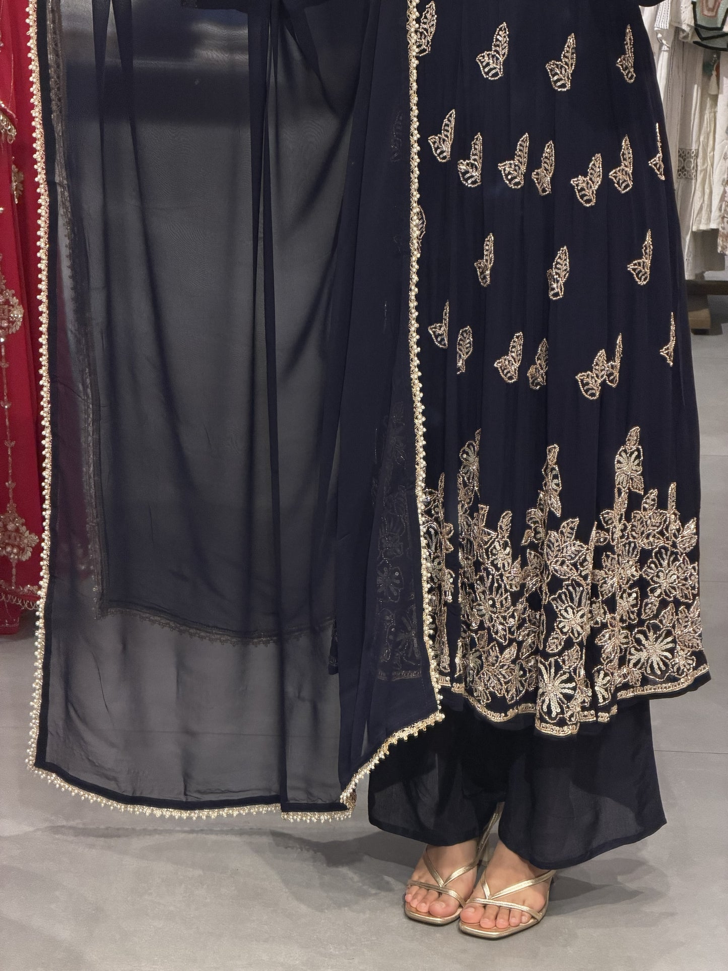 Embellished Chiffon Party Wear Suit Set