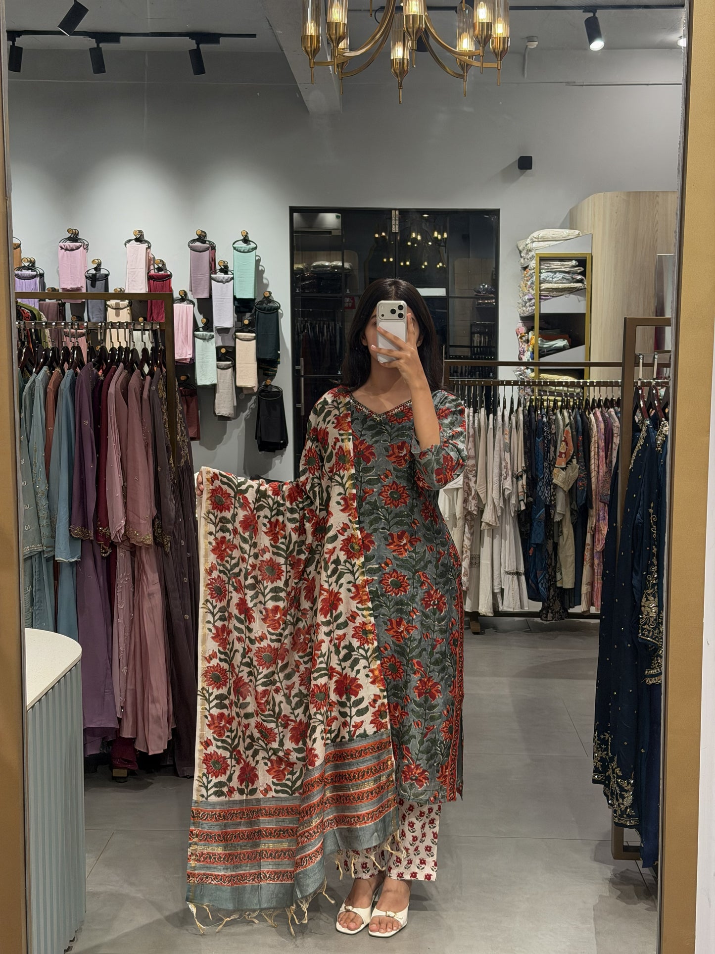 Floral Grace Tussar Silk Suit Set
