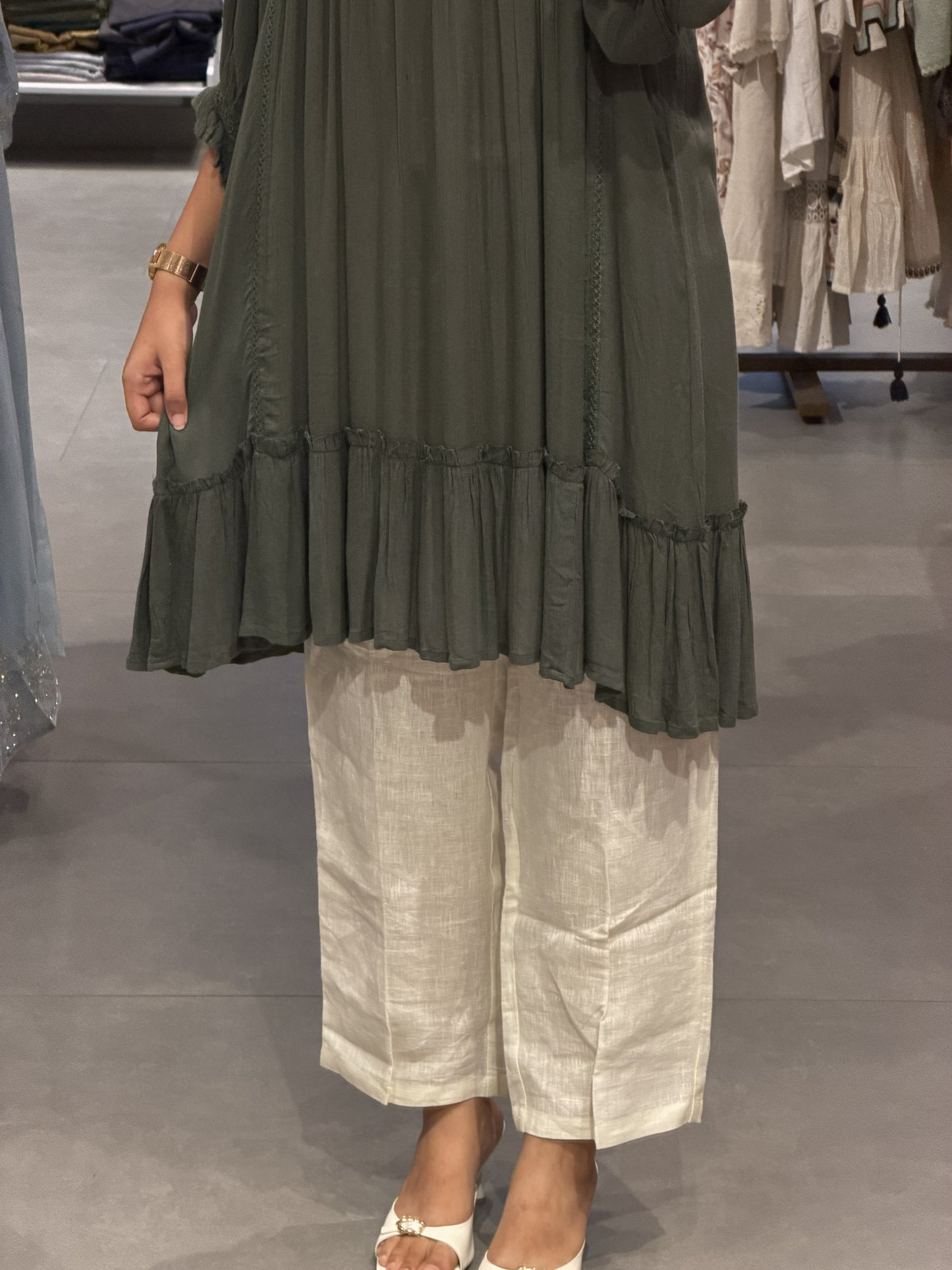 Olive Green Oppada Silk Designer Top