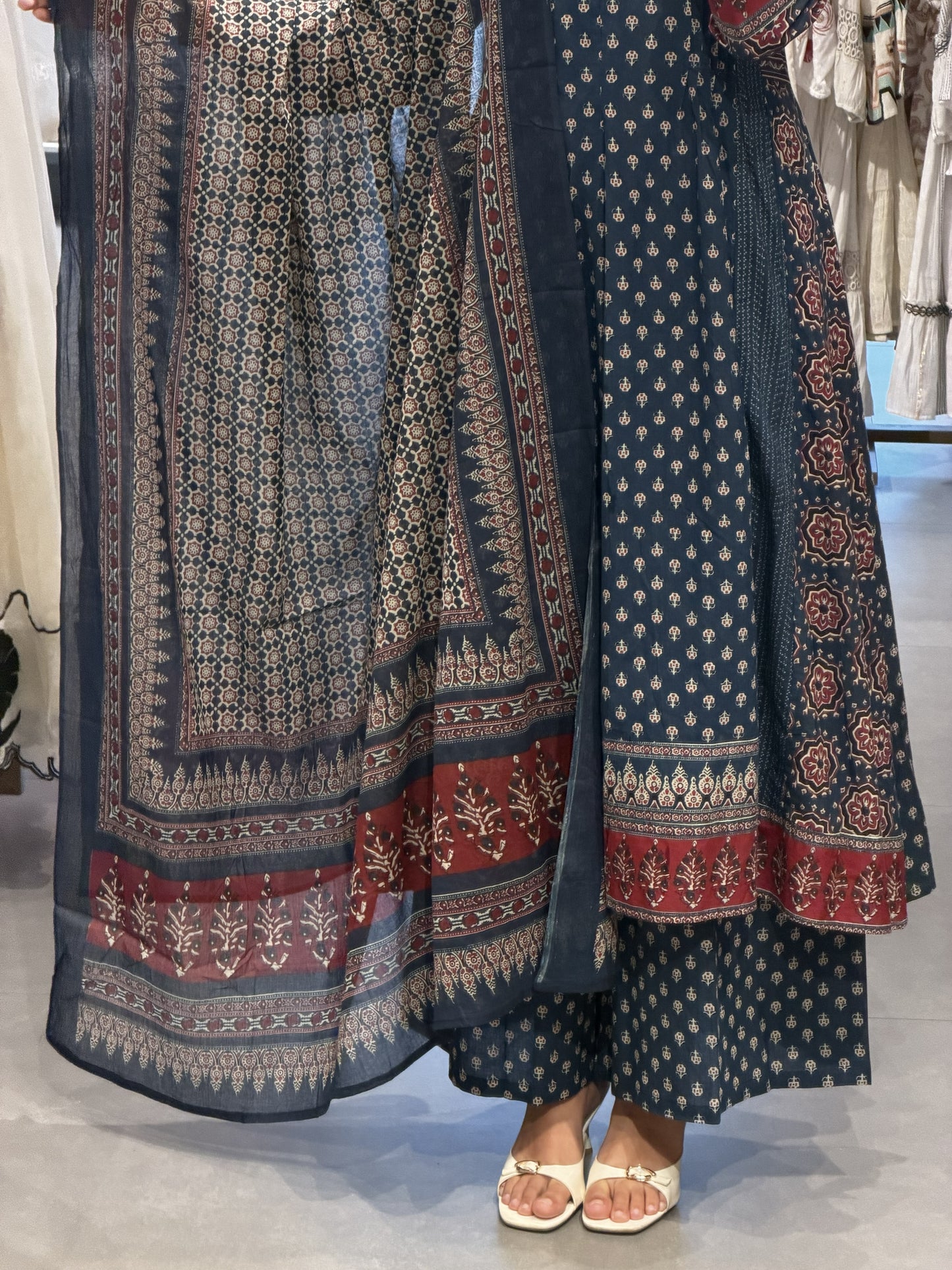 Indigo Printed Cotton Suit Set