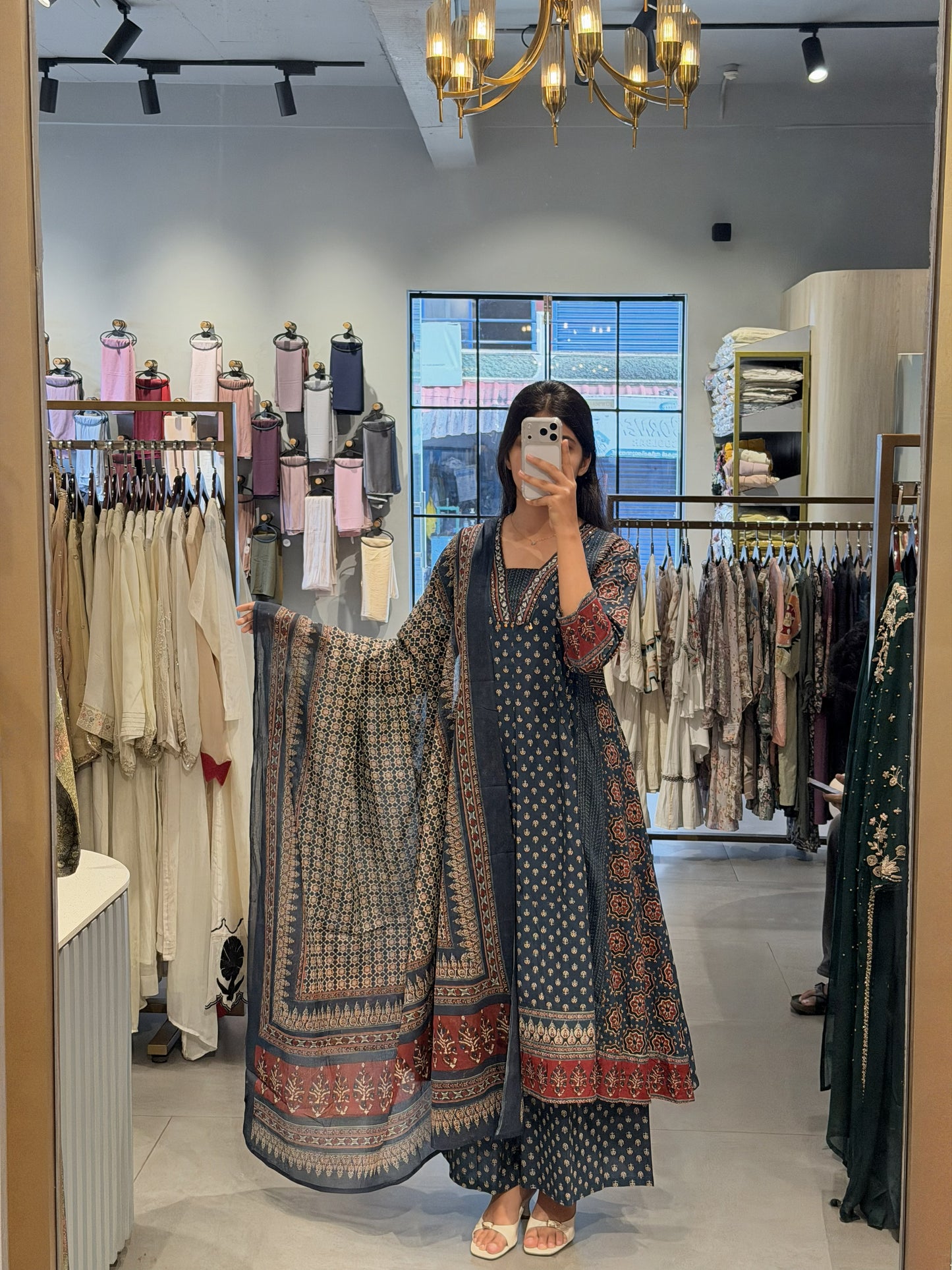 Indigo Printed Cotton Suit Set
