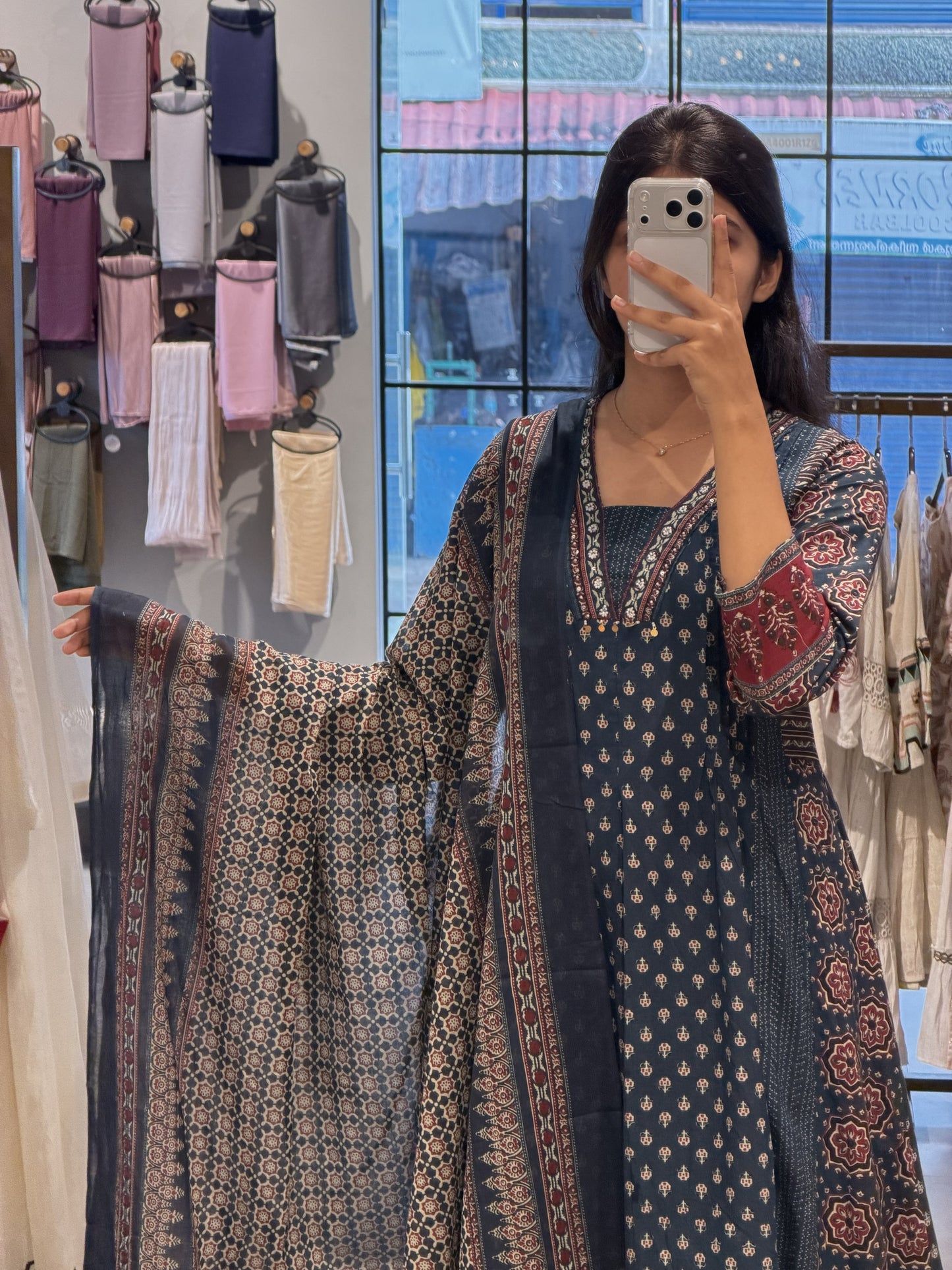 Indigo Printed Cotton Suit Set