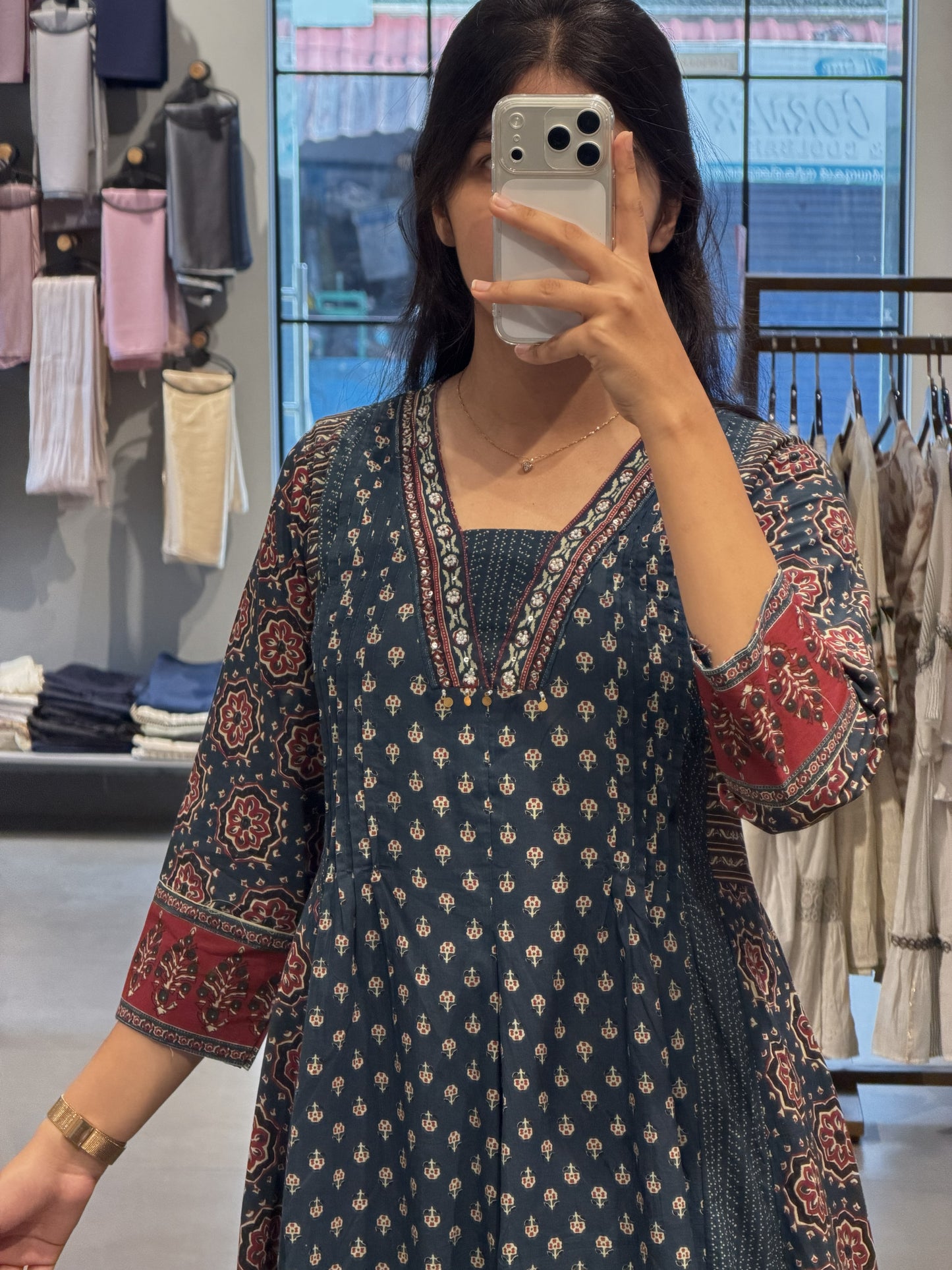 Indigo Printed Cotton Suit Set