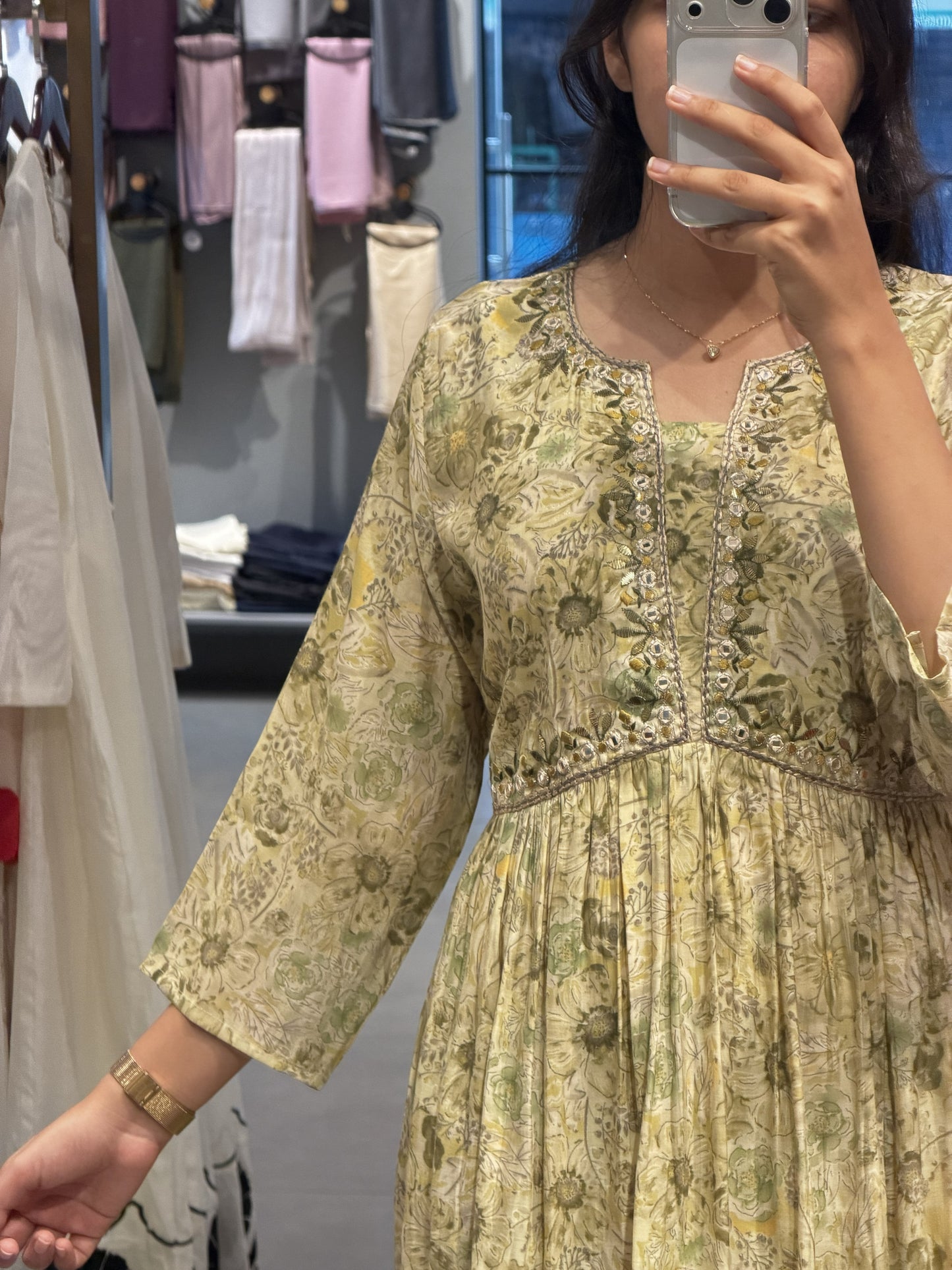 Olive Floral Printed Cotton Co-ord Set