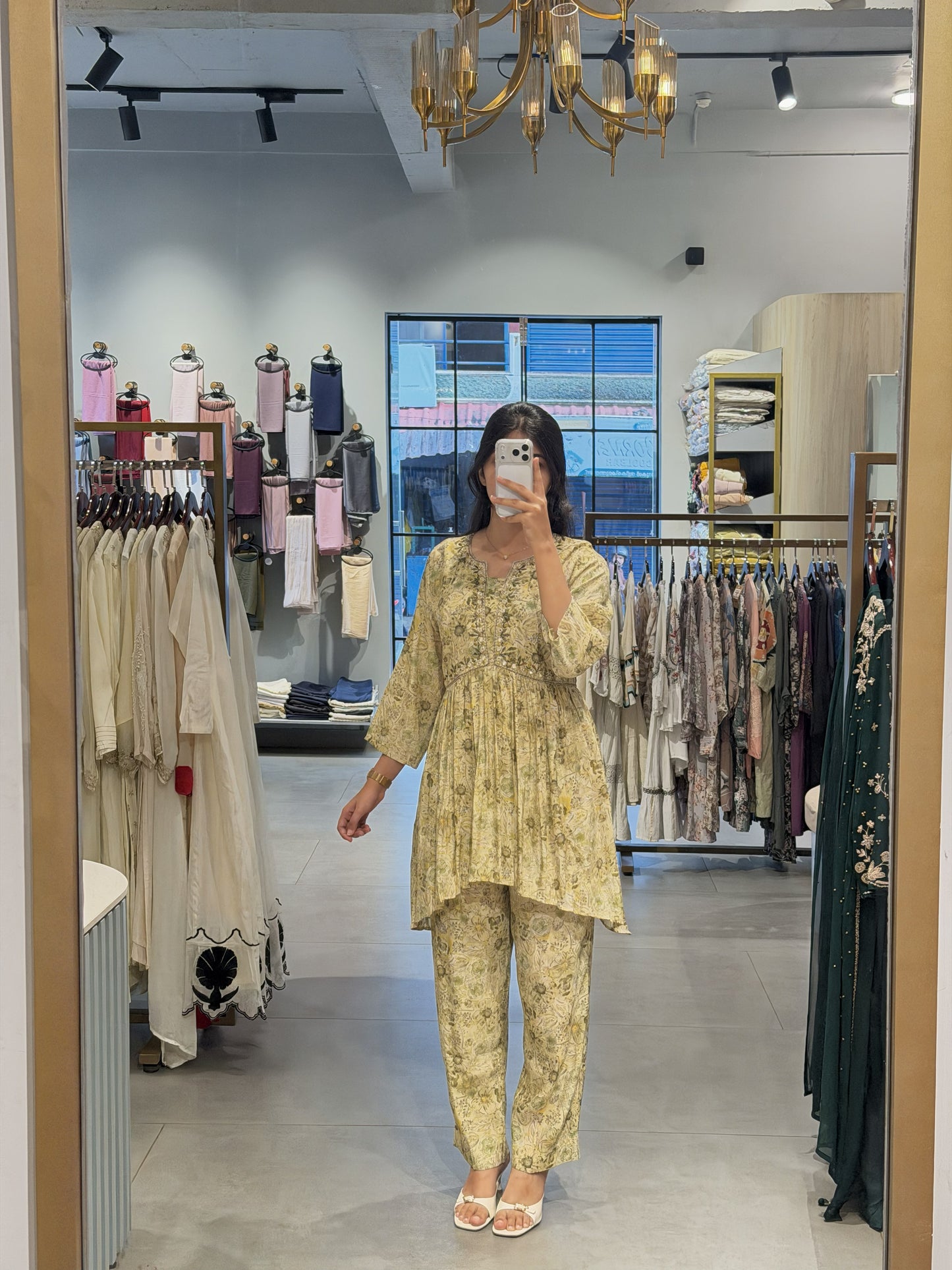Olive Floral Printed Cotton Co-ord Set