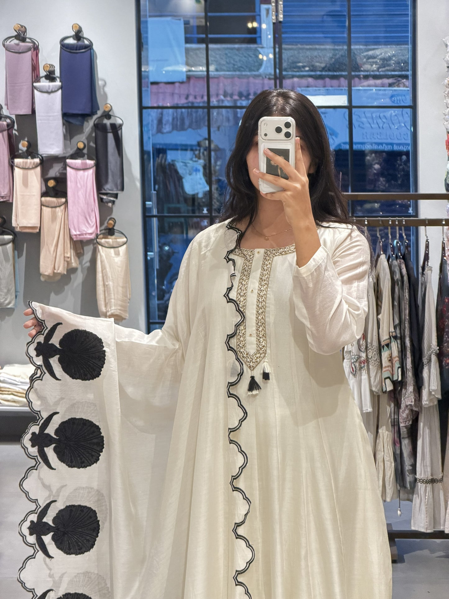 Premium White Chanderi Silk Suit Set