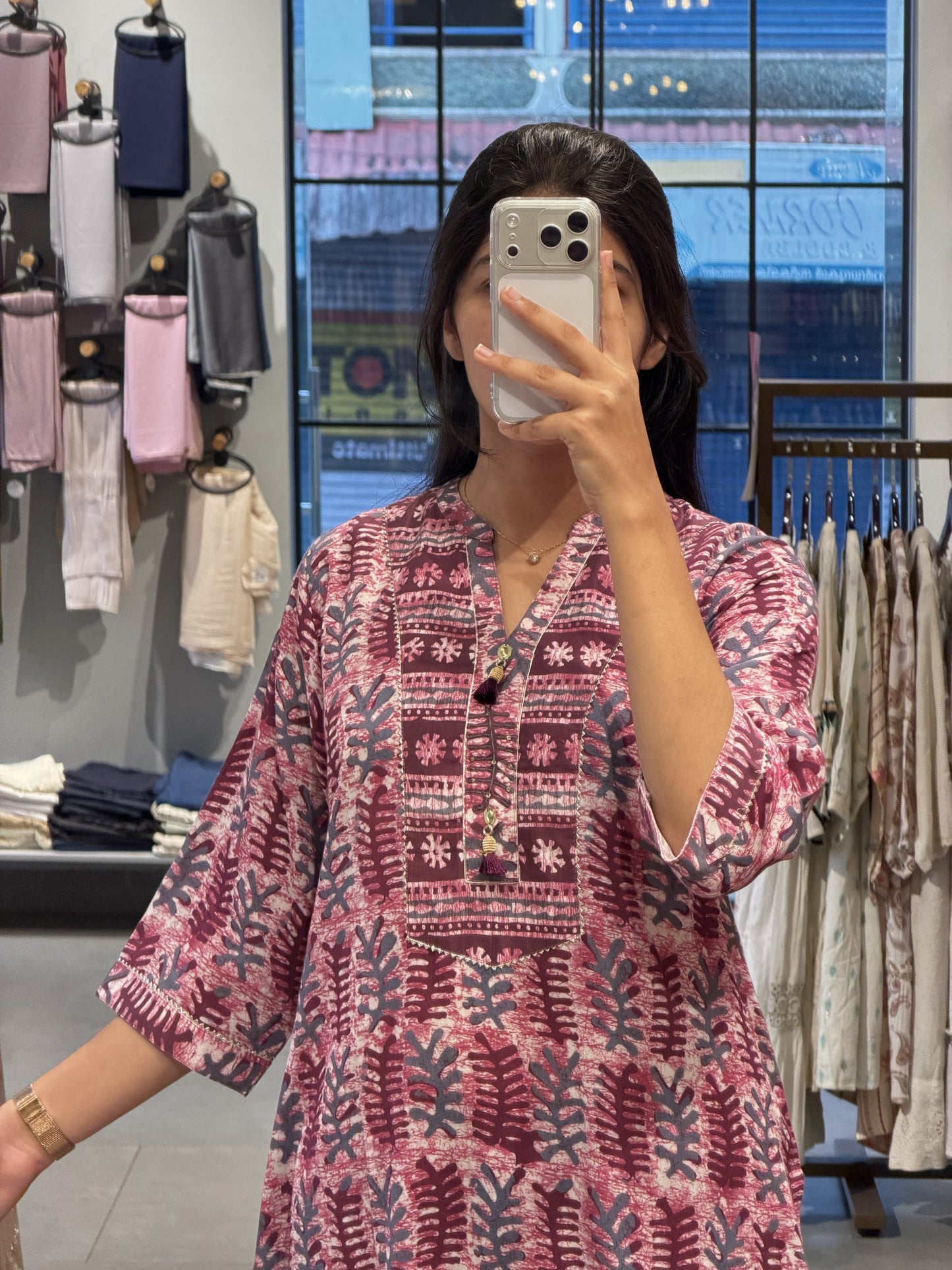 Maroon Printed Cotton Suit Set