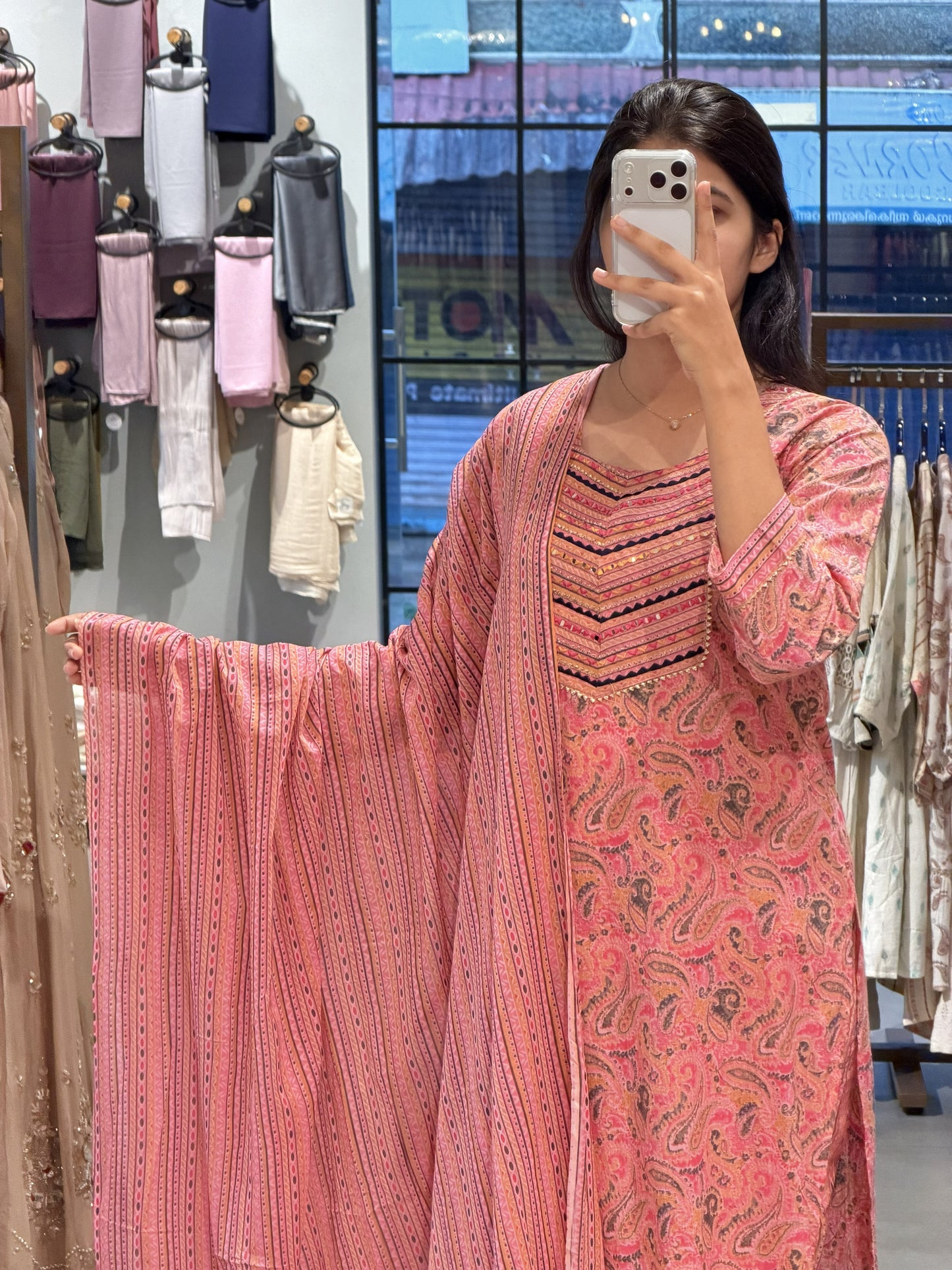 Pink Paisley Cotton Suit Set