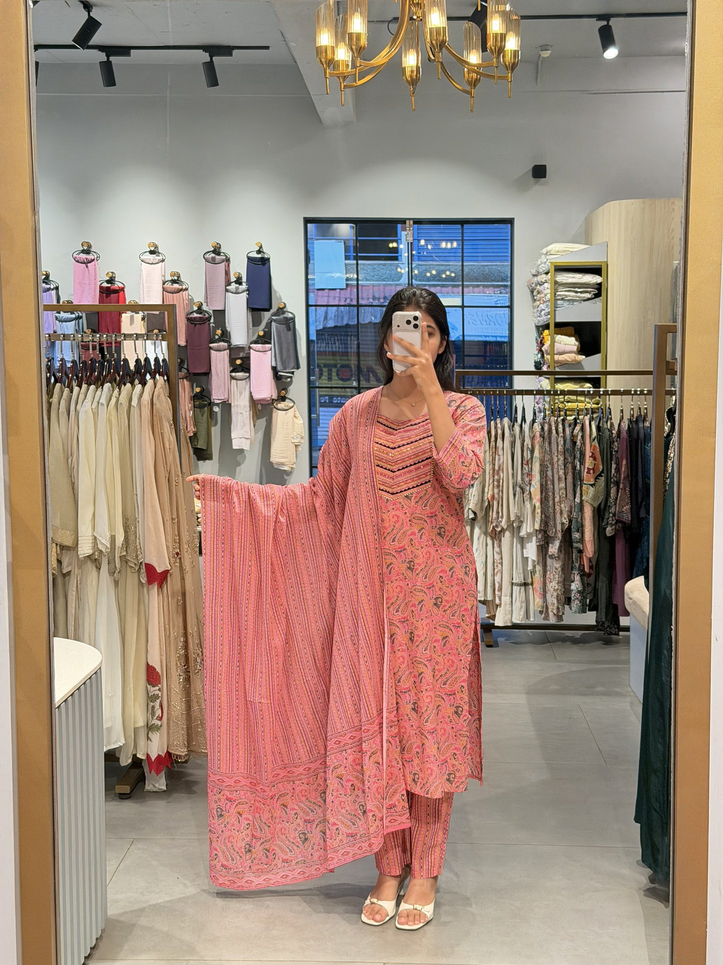 Pink Paisley Cotton Suit Set