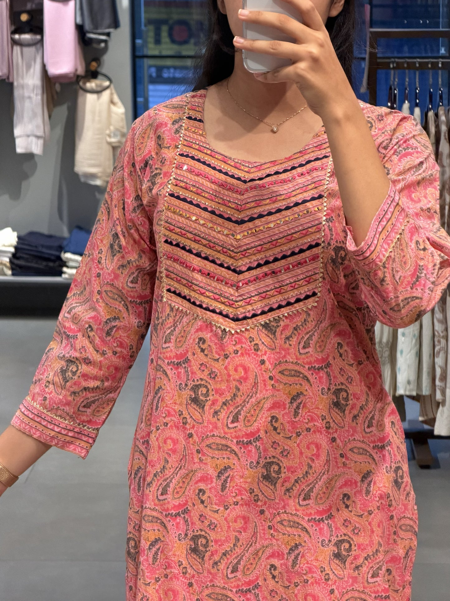 Pink Paisley Cotton Suit Set