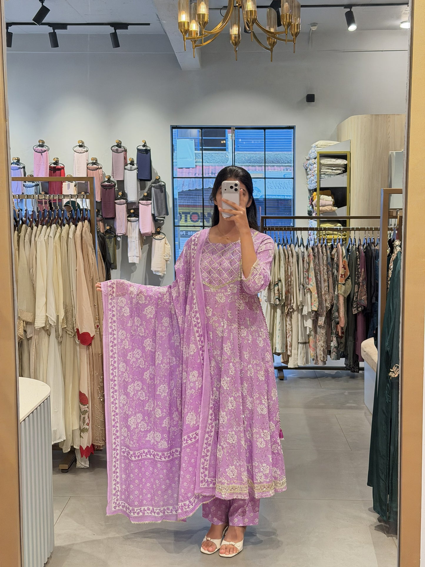 Lilac Floral Cotton Suit Set